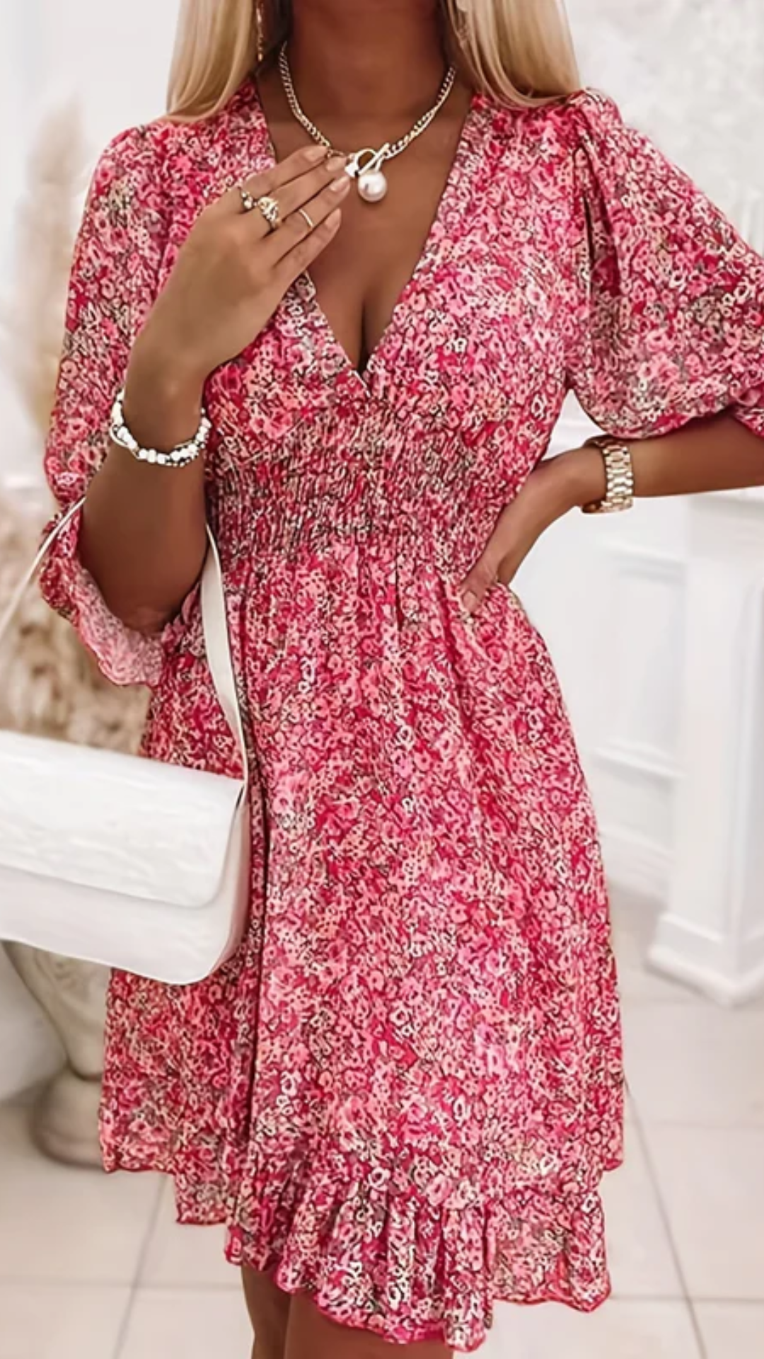 Floral Shirred Waist Dress