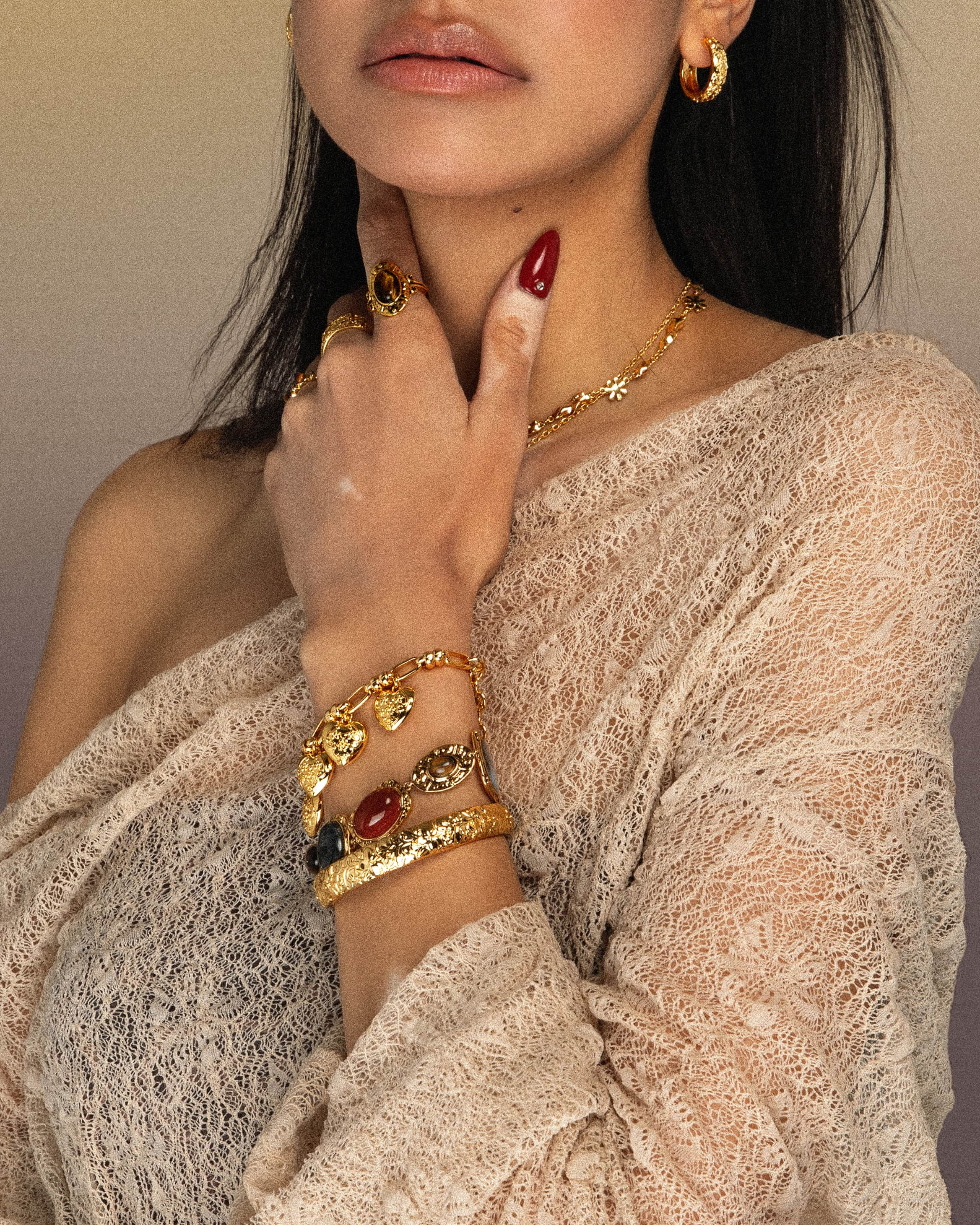 Gold Athena Bracelet and Ring Set