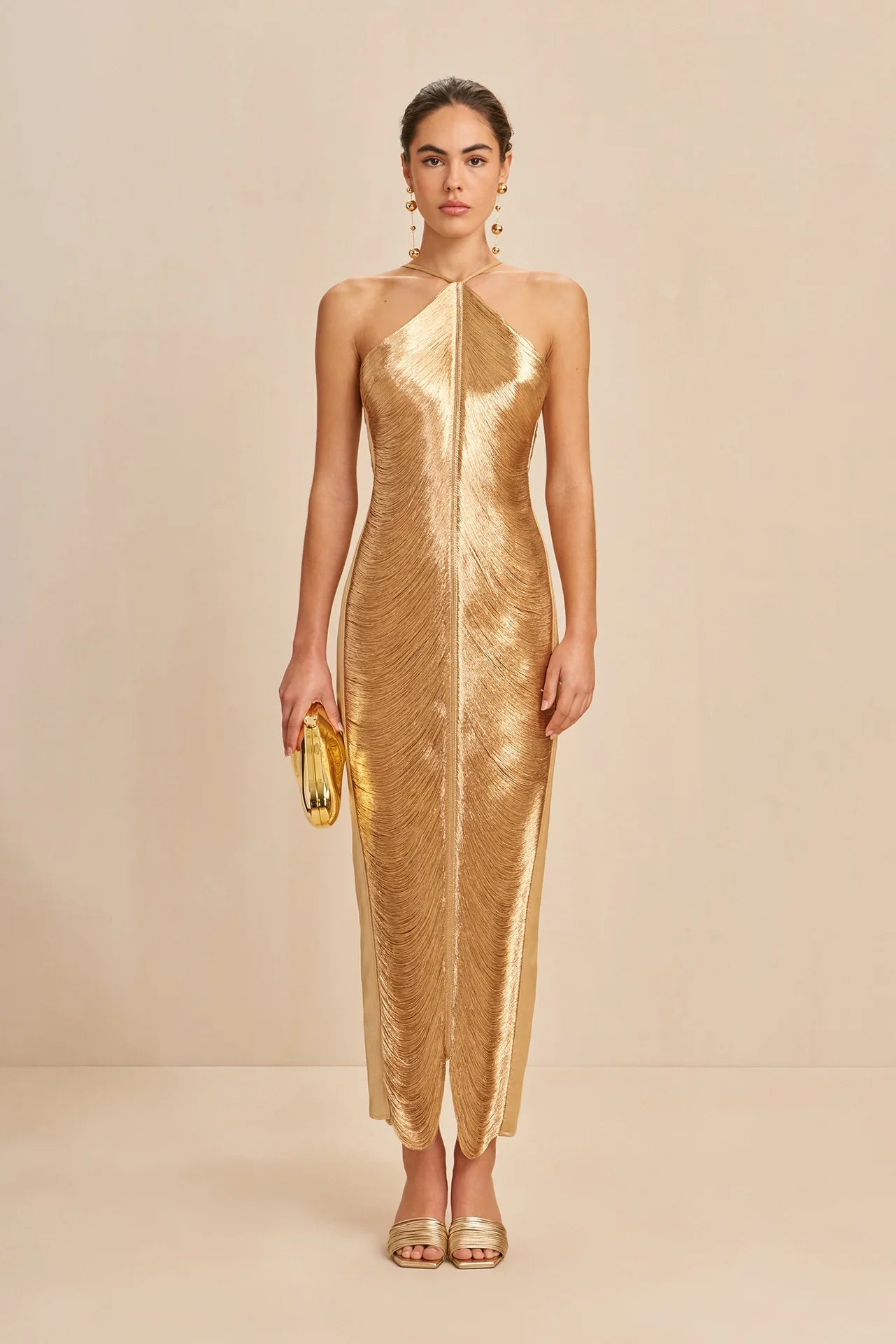 Verity - Fringe Halter Gown