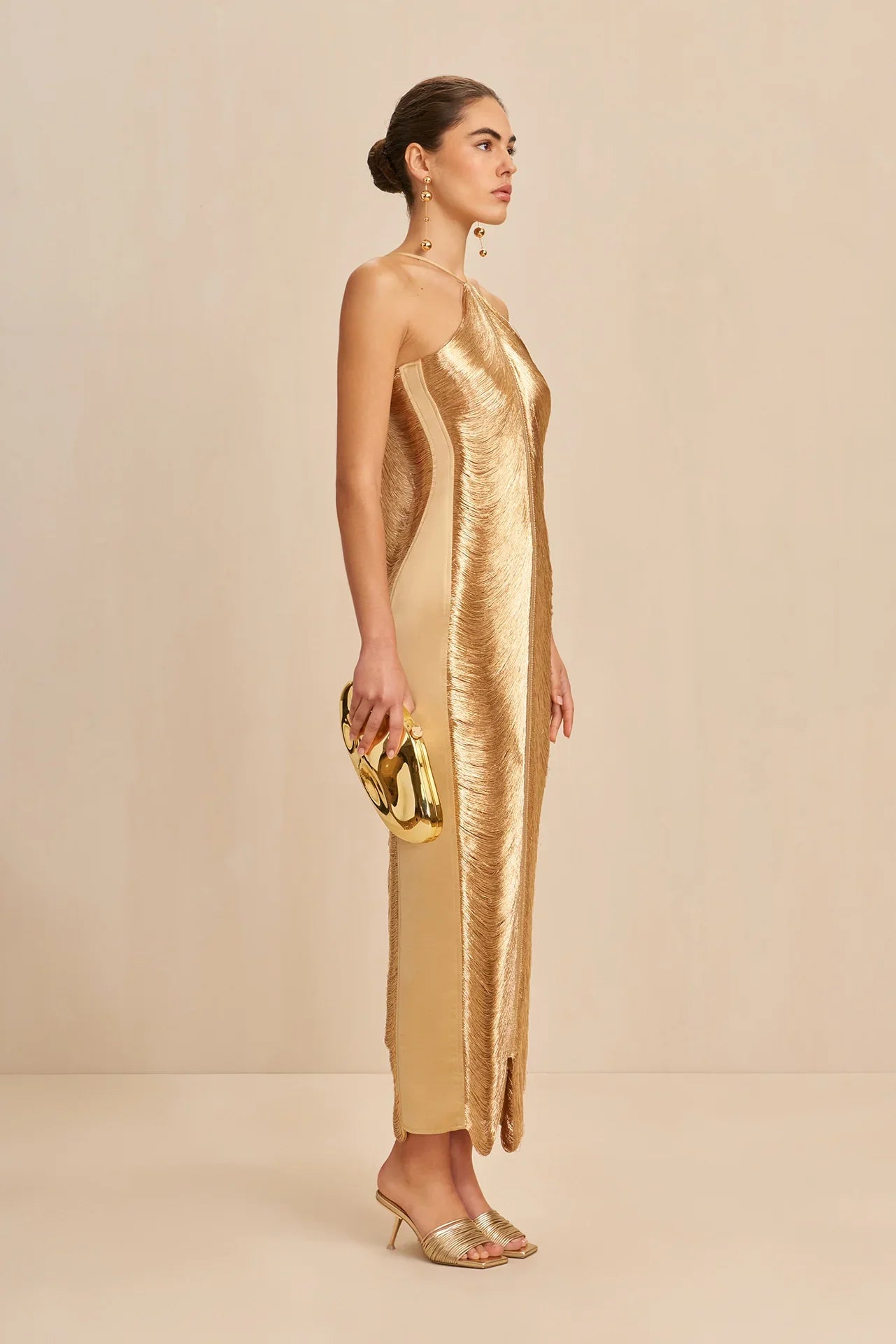 Verity - Fringe Halter Gown