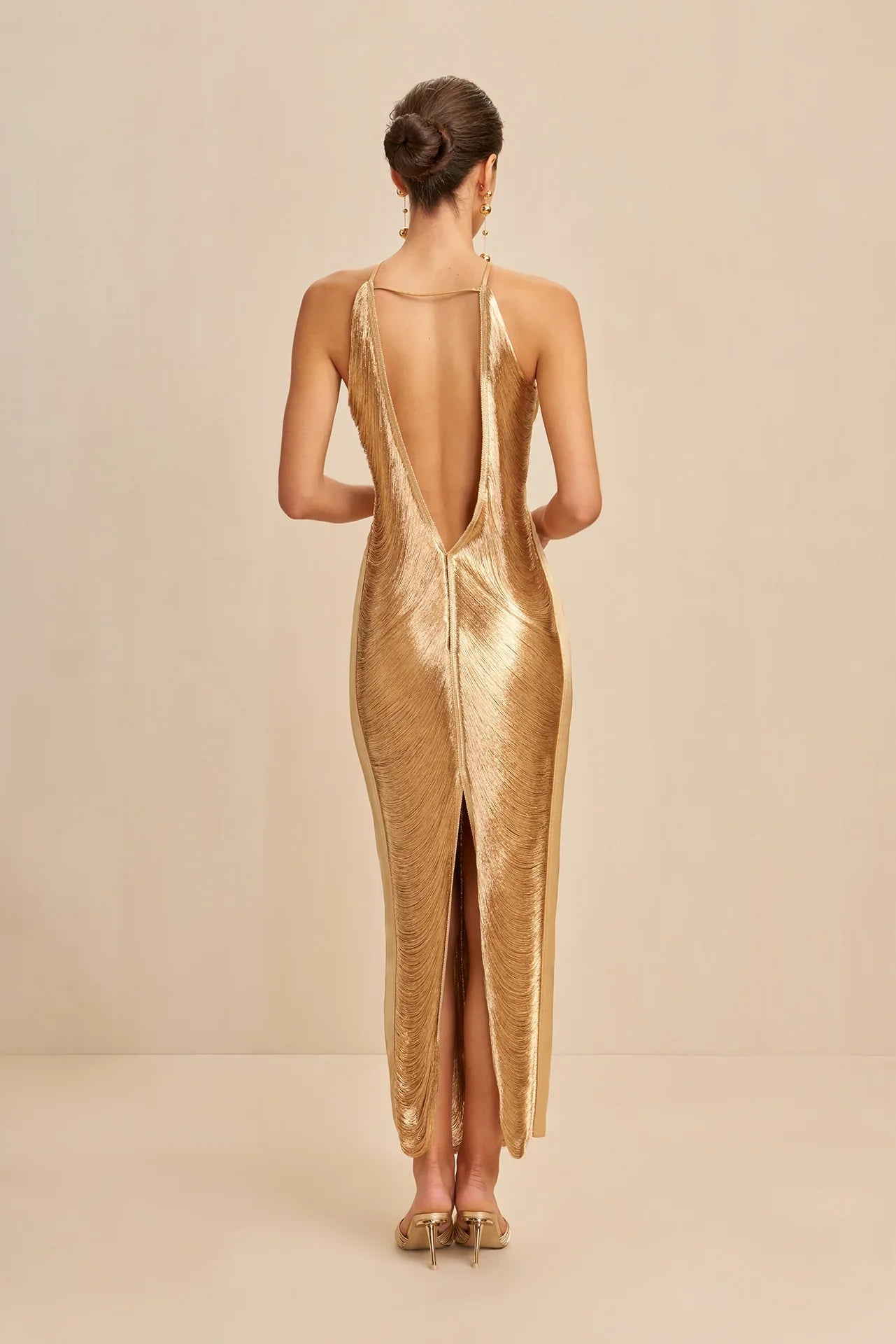 Verity - Fringe Halter Gown