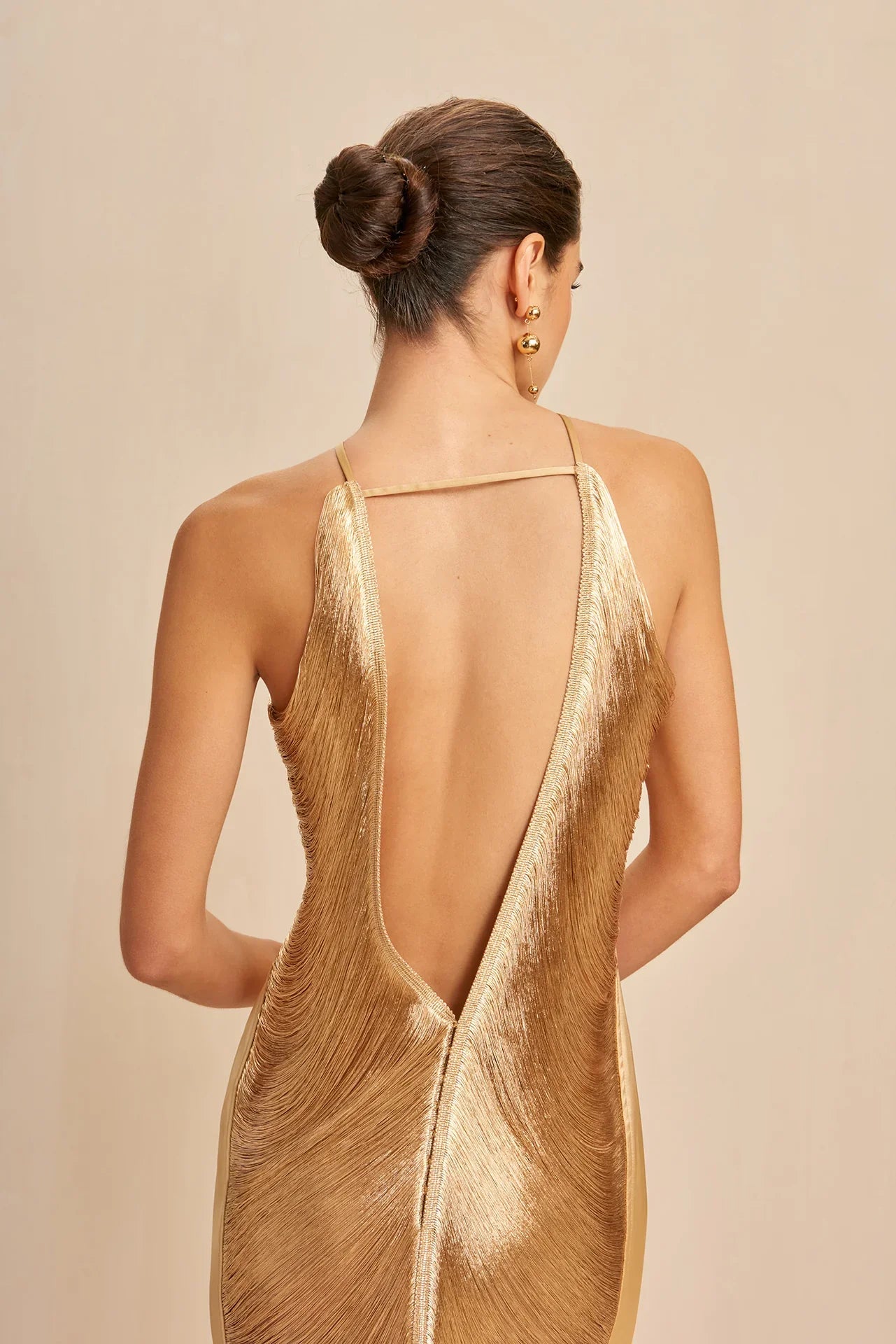 Verity - Fringe Halter Gown