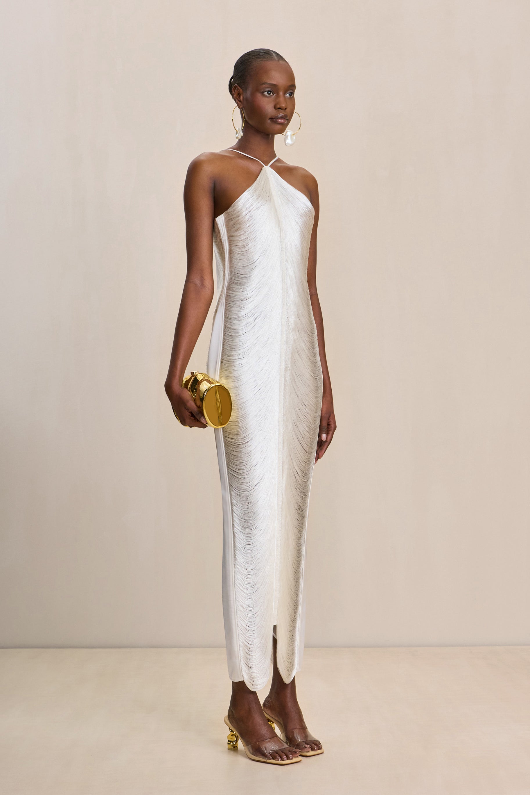 Verity - Fringe Halter Gown