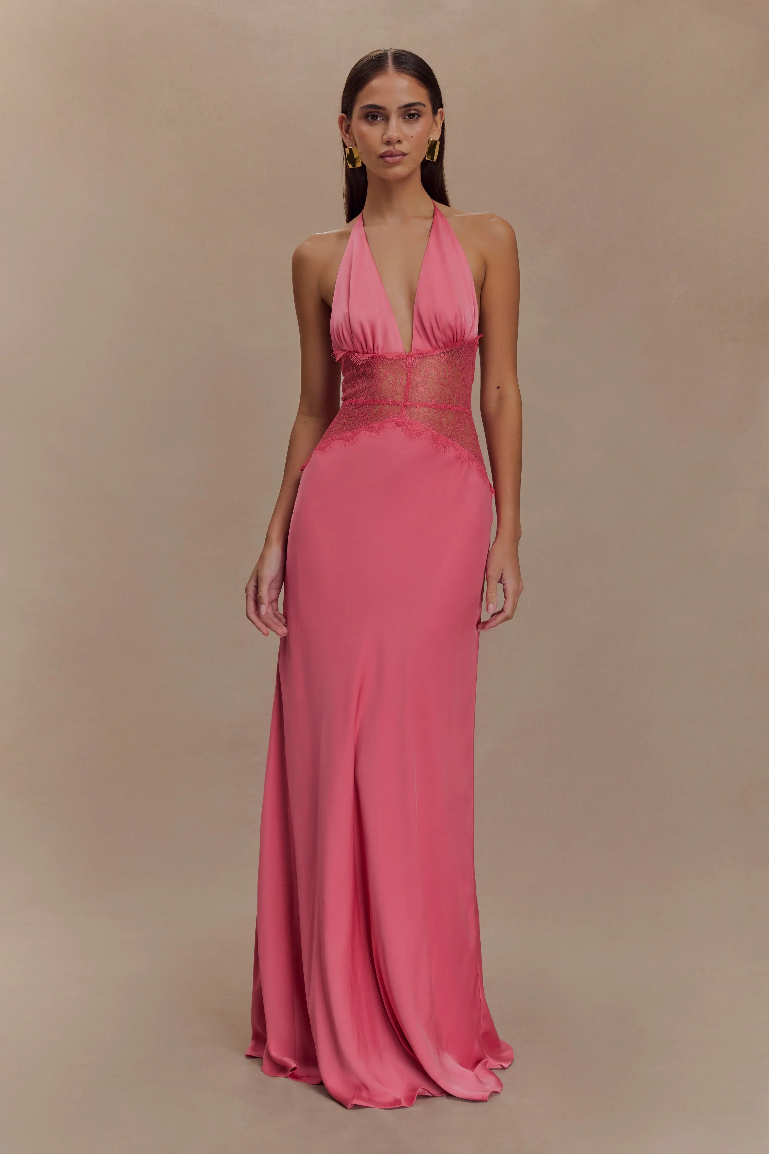 Avery - Lace Halter Maxi Dress