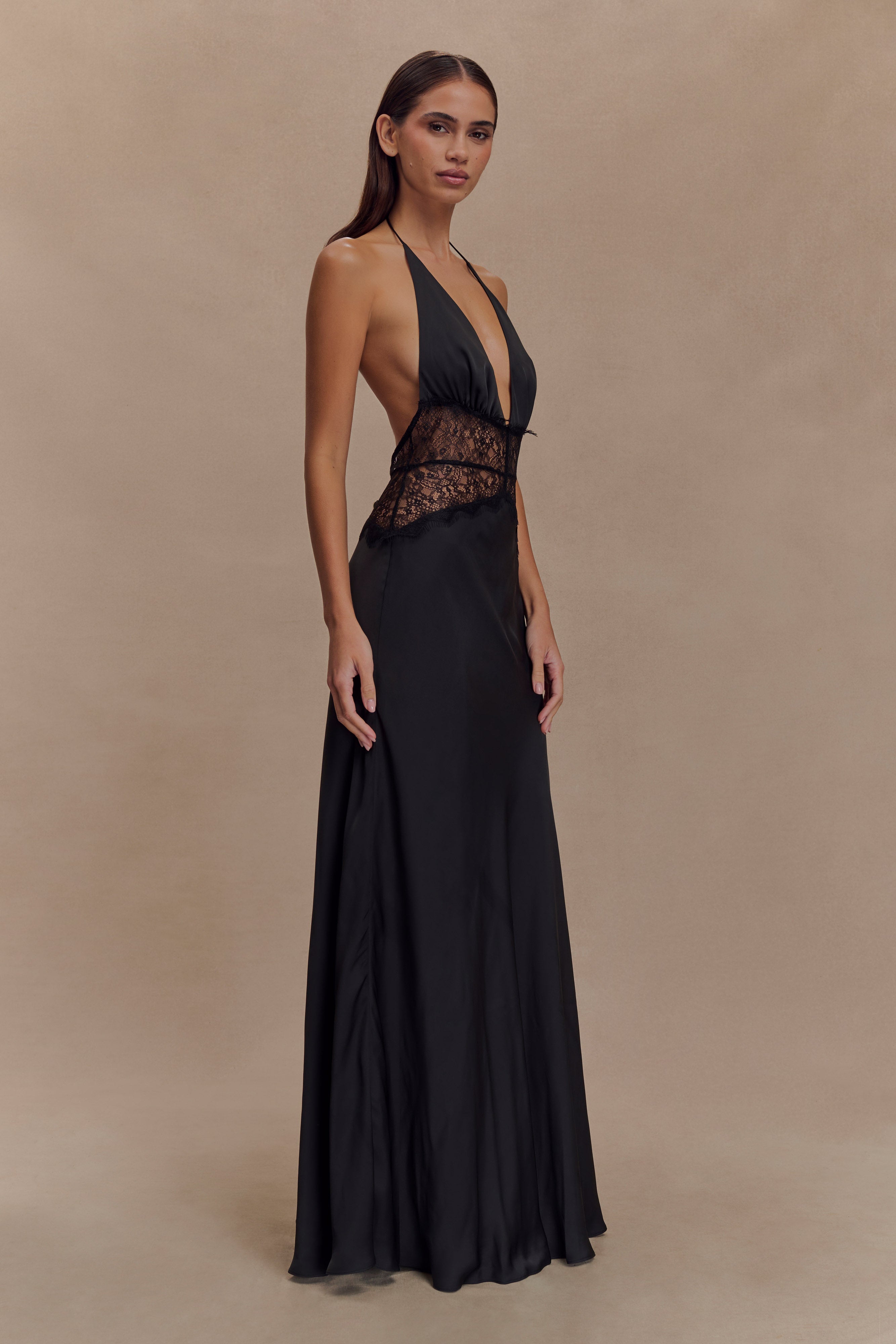 Avery - Lace Halter Maxi Dress