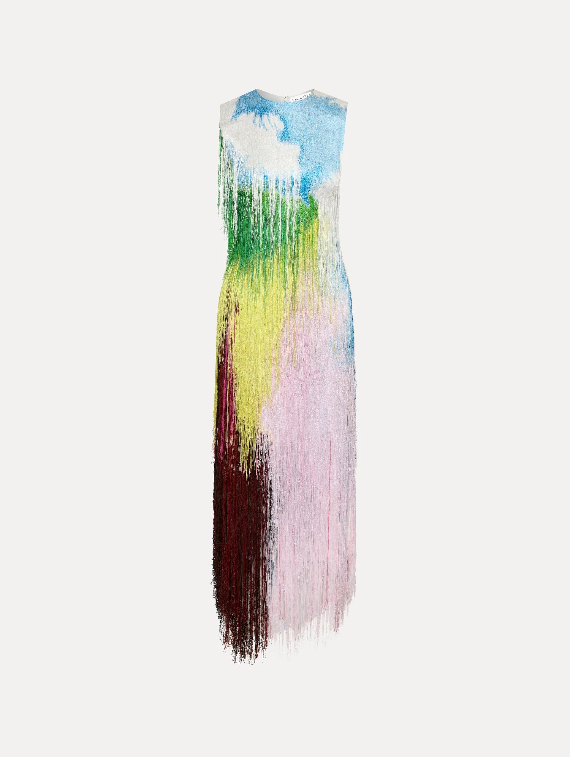 Abstract Brushstroke Fringe Cocktail Dress