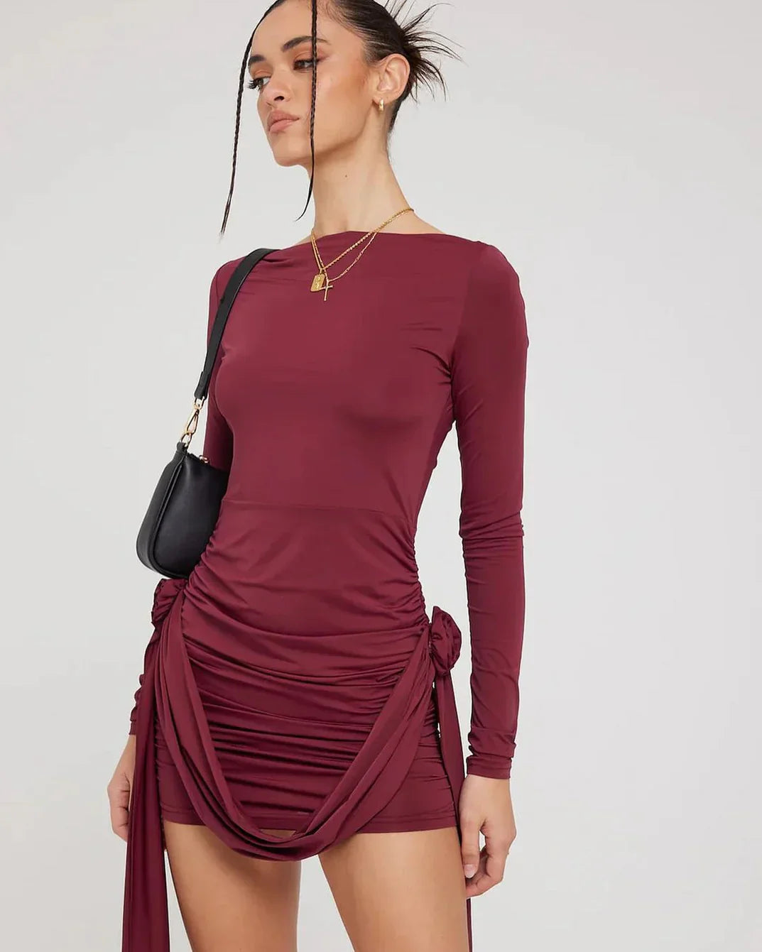 Ilyssia - Boat-Neck Mini Dress