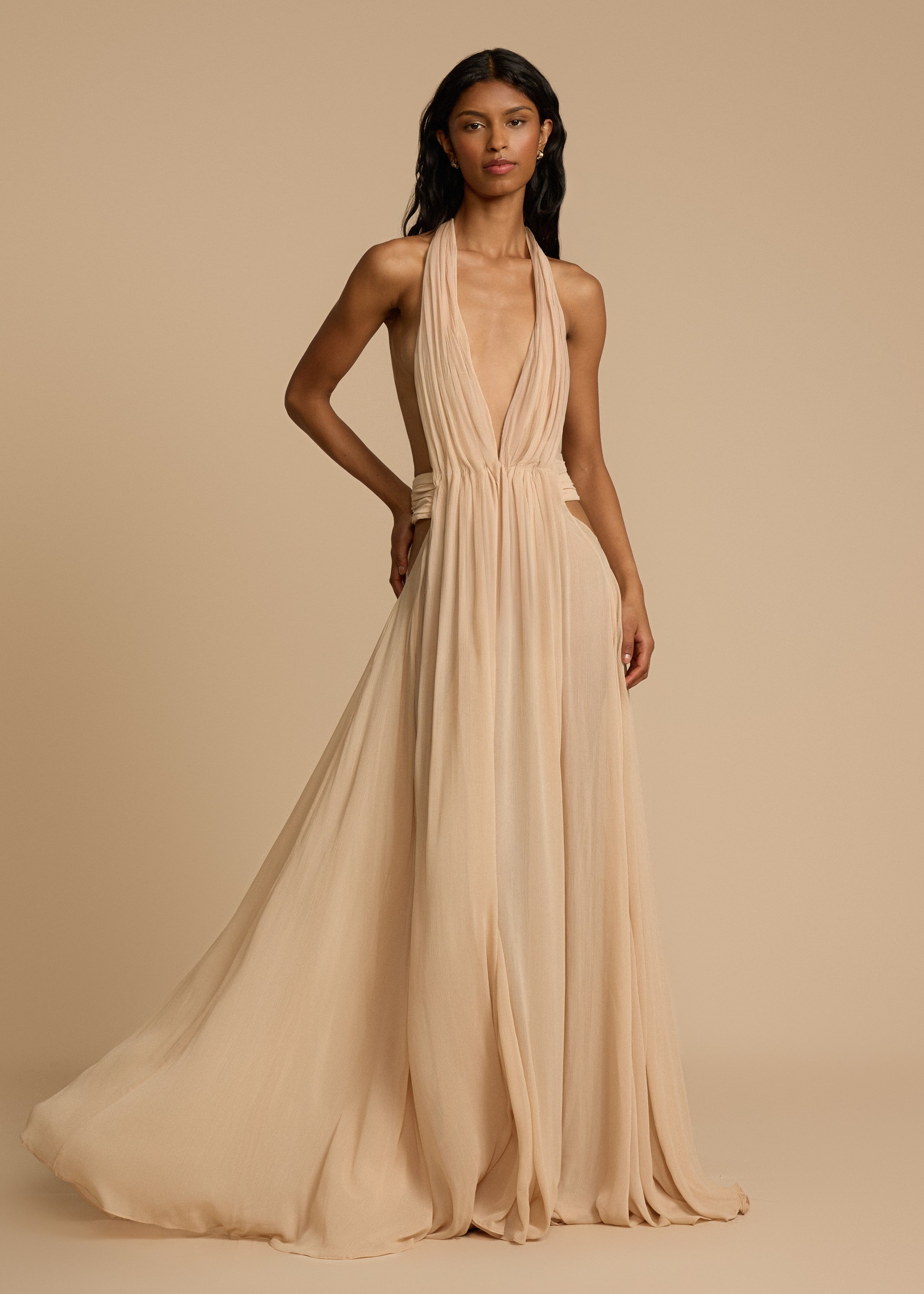 Tatiana - Draped Georgette Maxi Dress