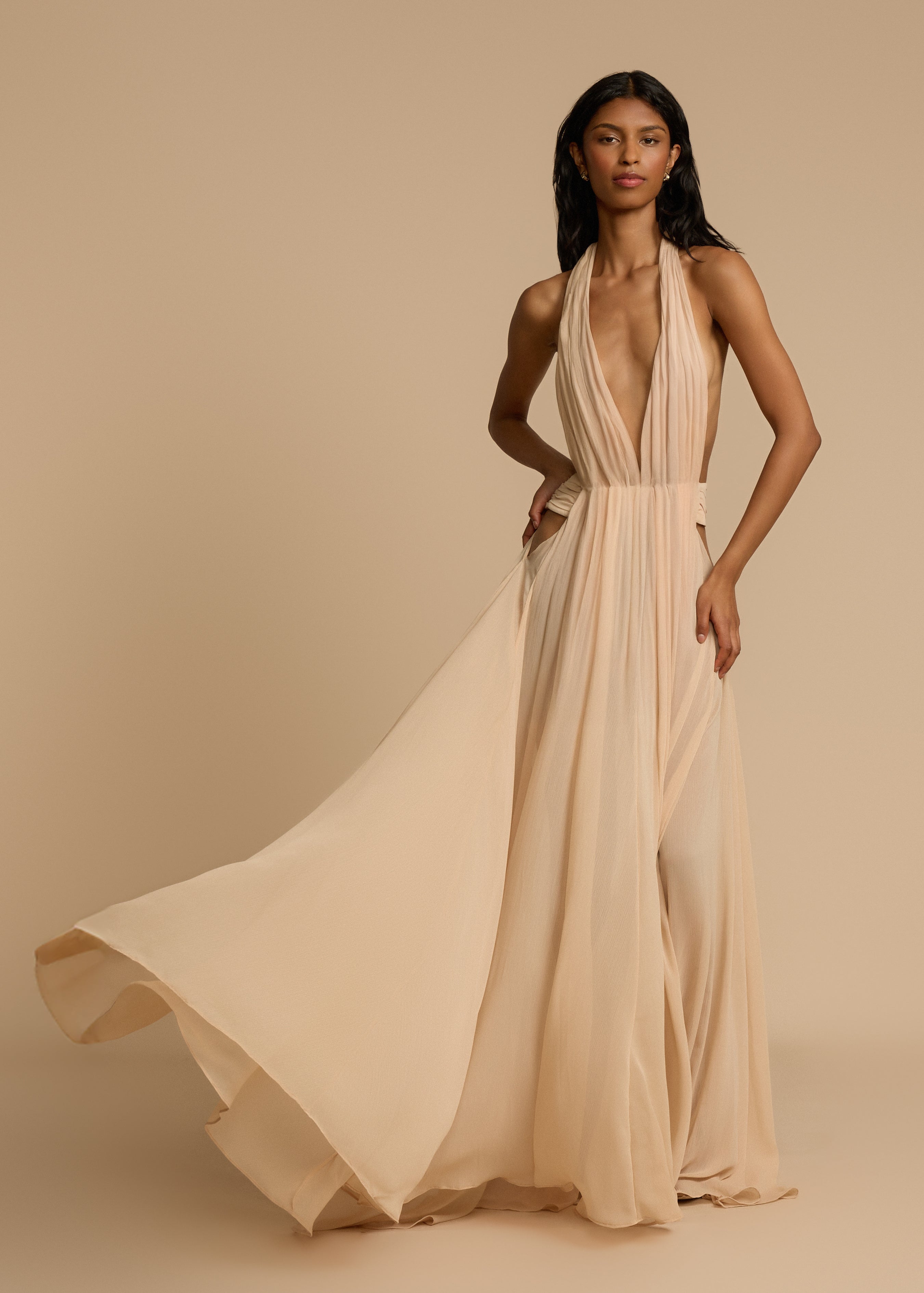 Tatiana - Draped Georgette Maxi Dress
