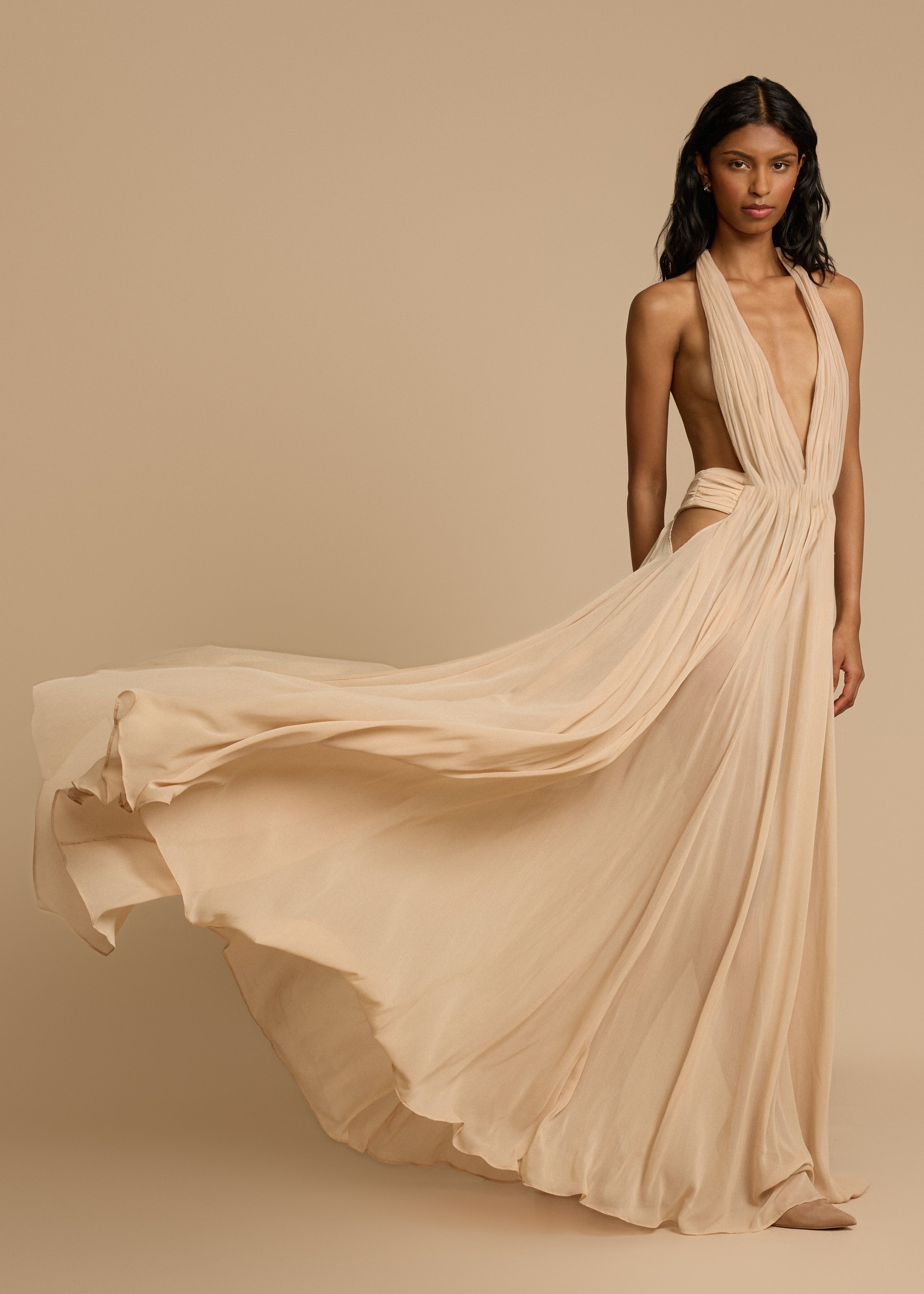 Tatiana - Draped Georgette Maxi Dress