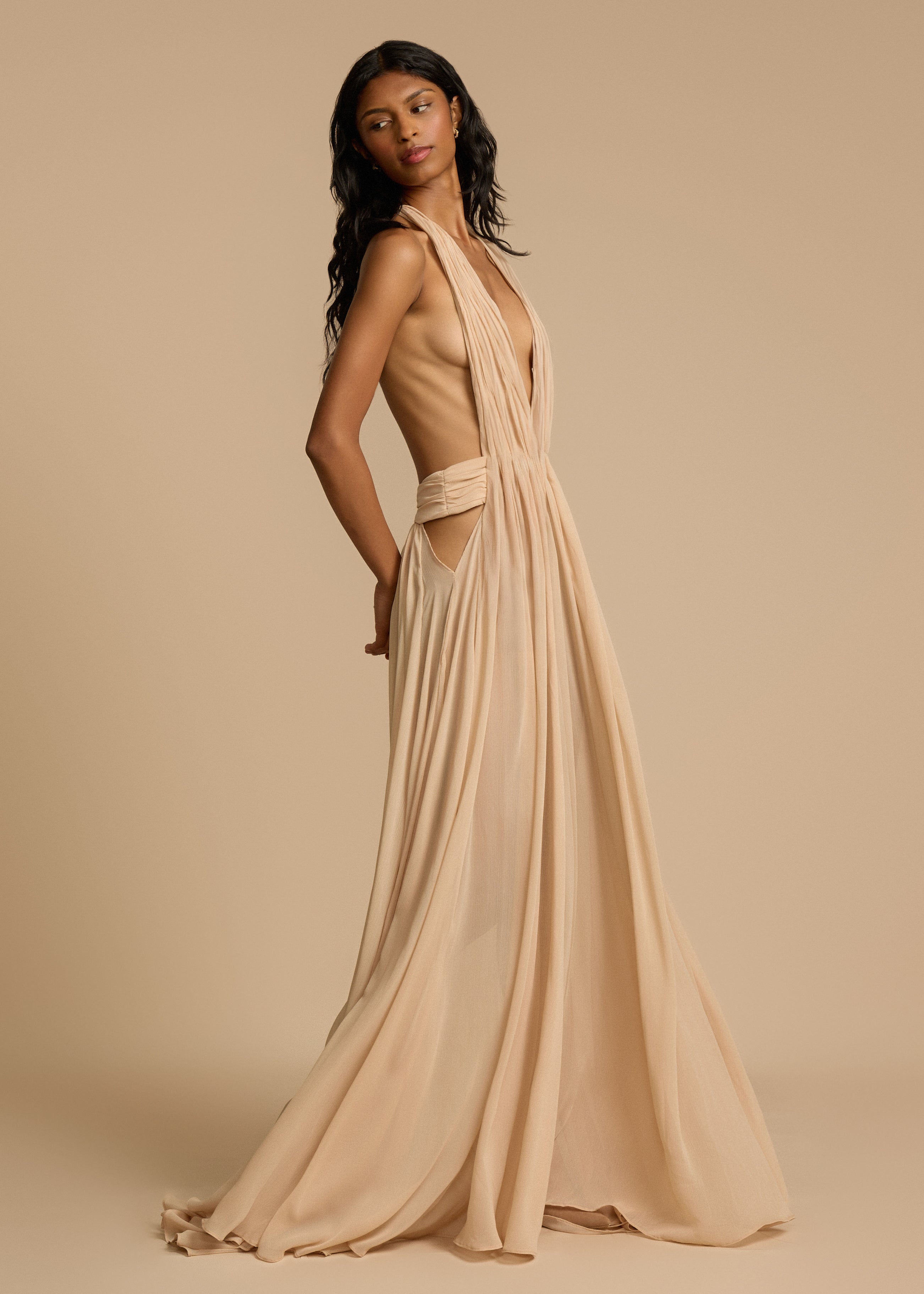 Tatiana - Draped Georgette Maxi Dress