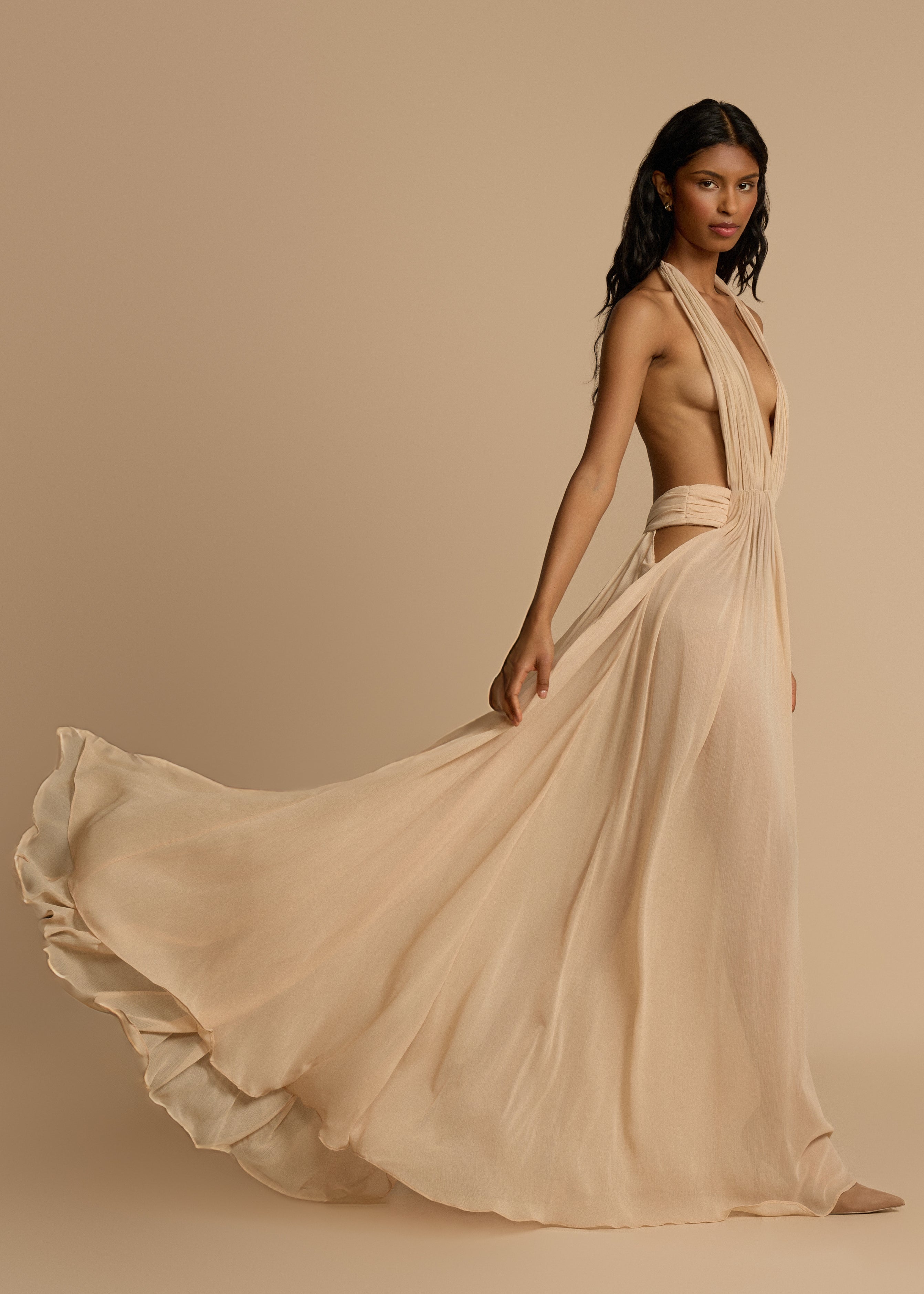 Tatiana - Draped Georgette Maxi Dress