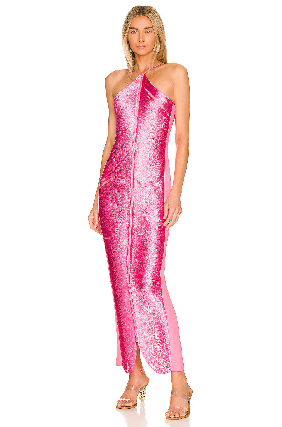 Verity - Fringe Halter Gown