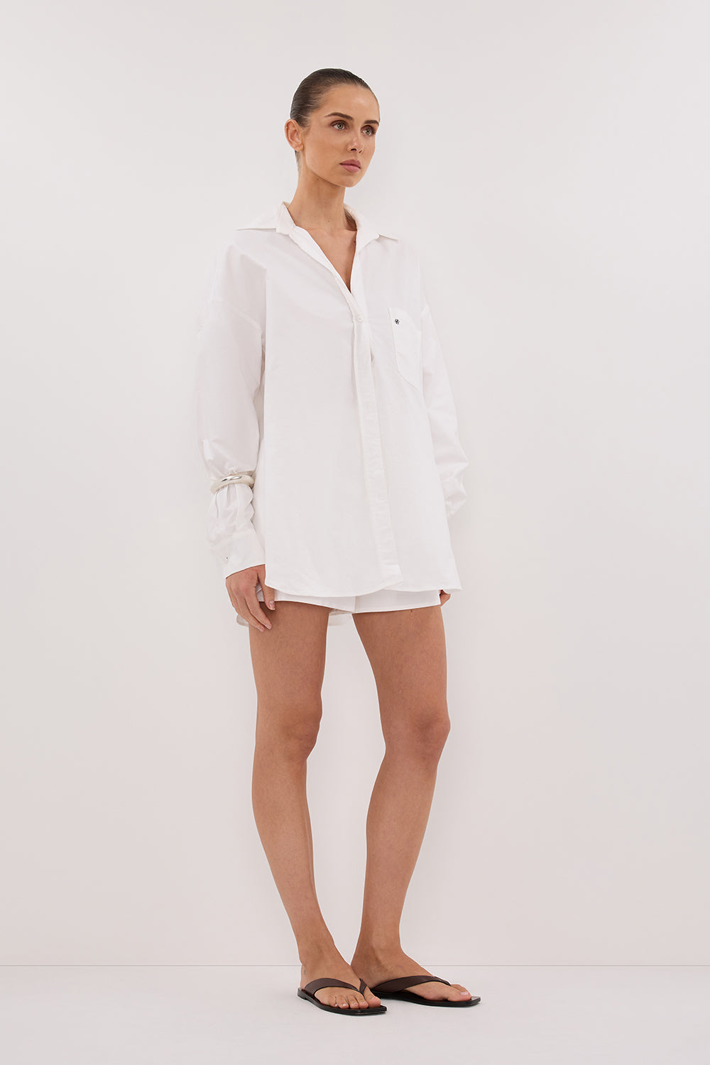 RHEA WHITE OVERSIZED COTTON SHIRT