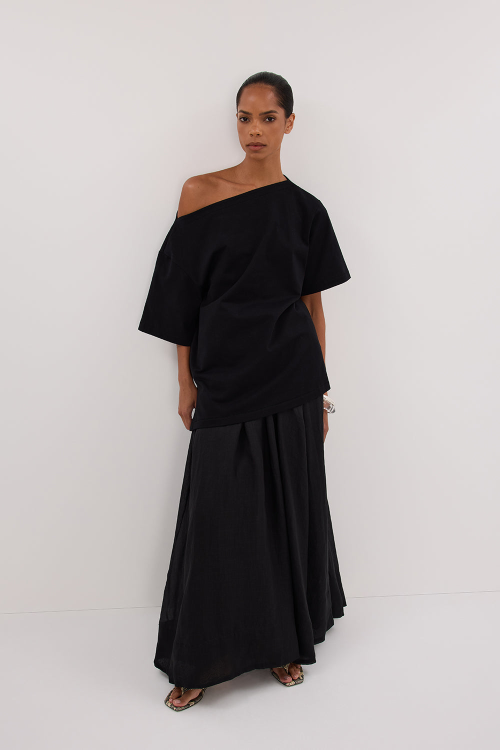 LAYNE BLACK RAMIE MAXI SKIRT