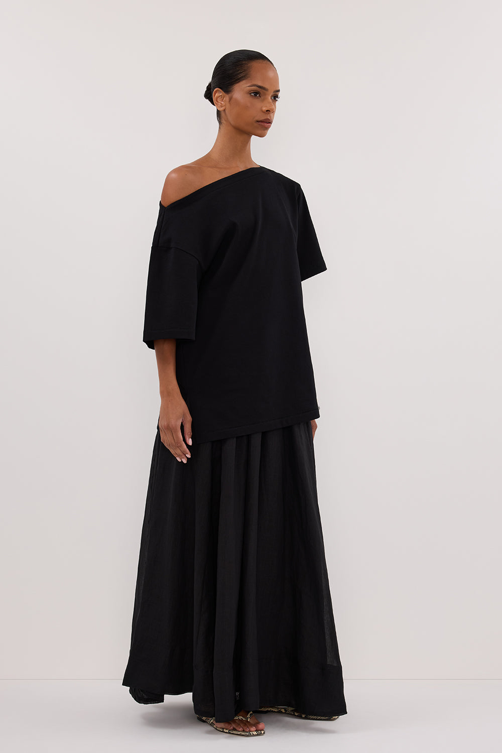 LAYNE BLACK RAMIE MAXI SKIRT