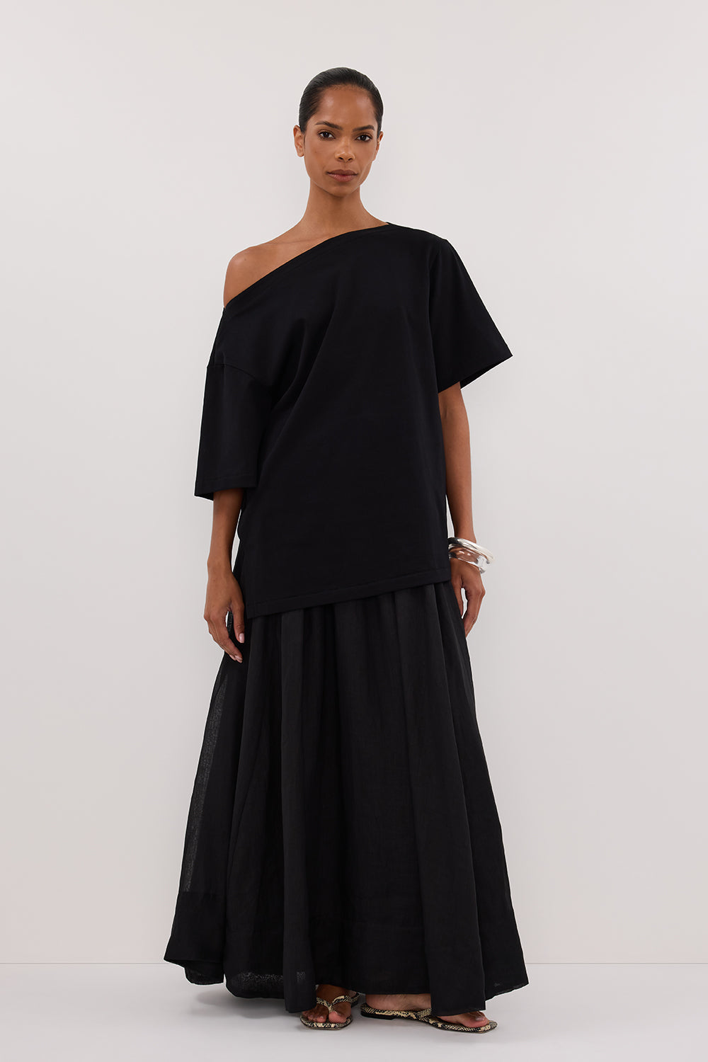 LAYNE BLACK RAMIE MAXI SKIRT