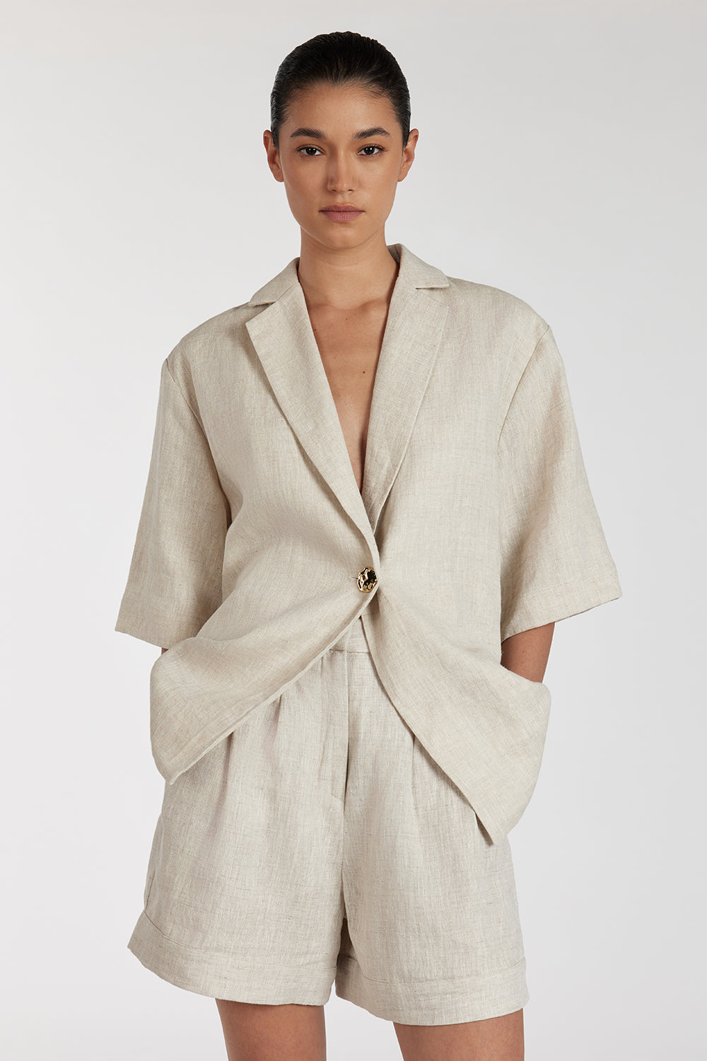 ALONDRA NATURAL LINEN SHORT