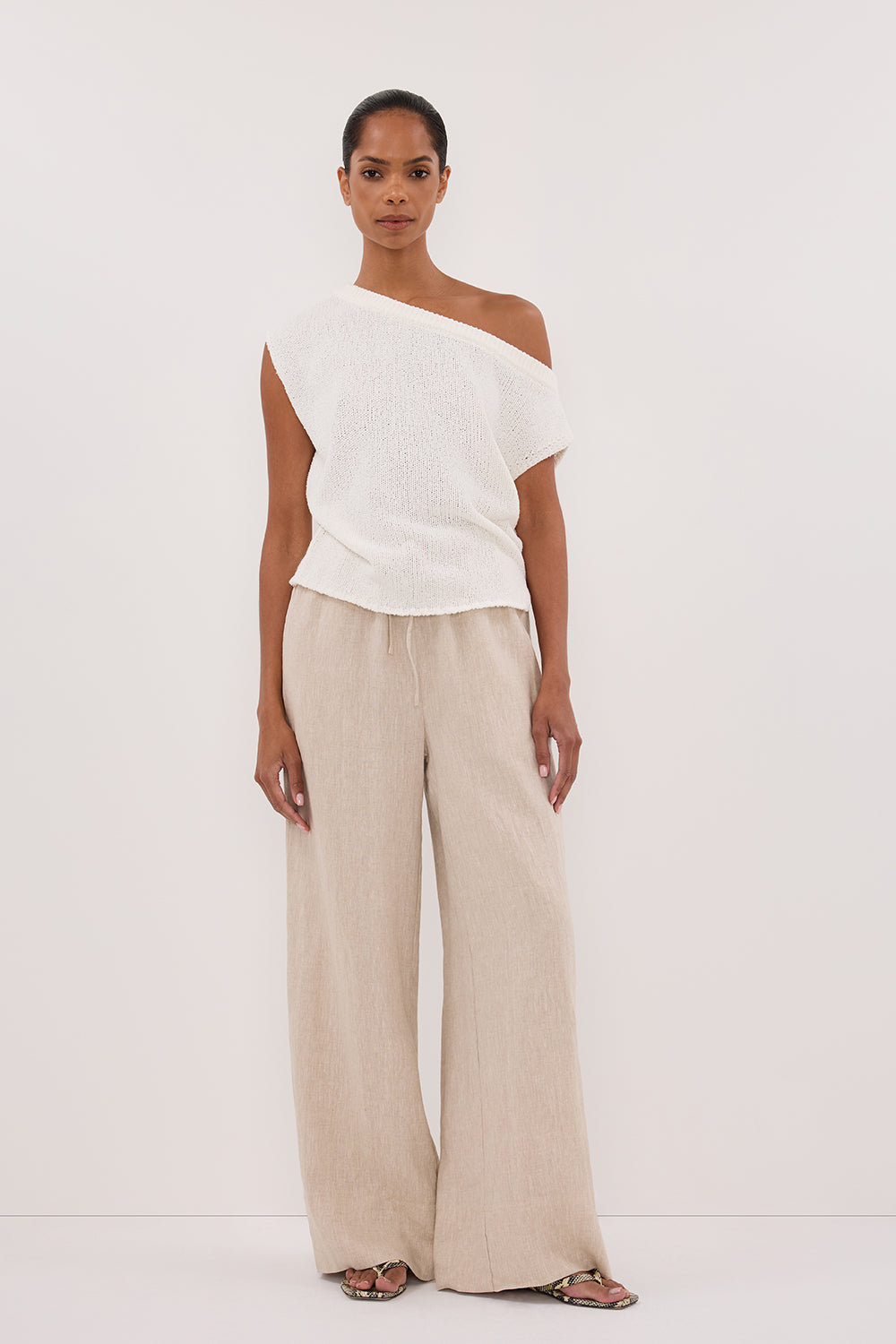 GINA NATURAL LINEN WAIST PANT
