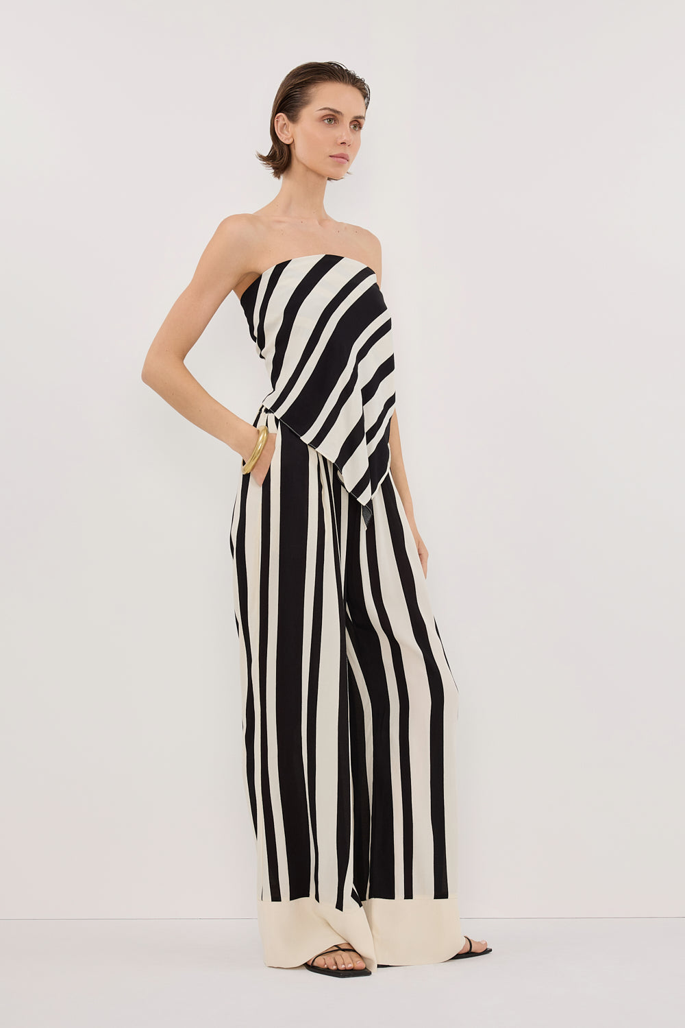 BEAU BLACK STRIPE SCARF TOP