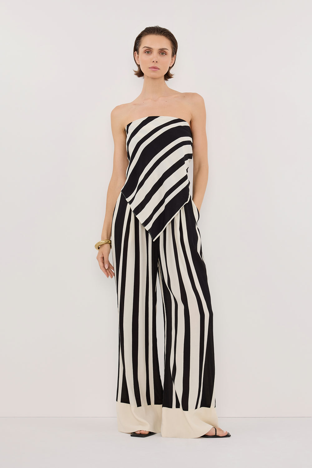 BEAU BLACK STRIPE SCARF TOP