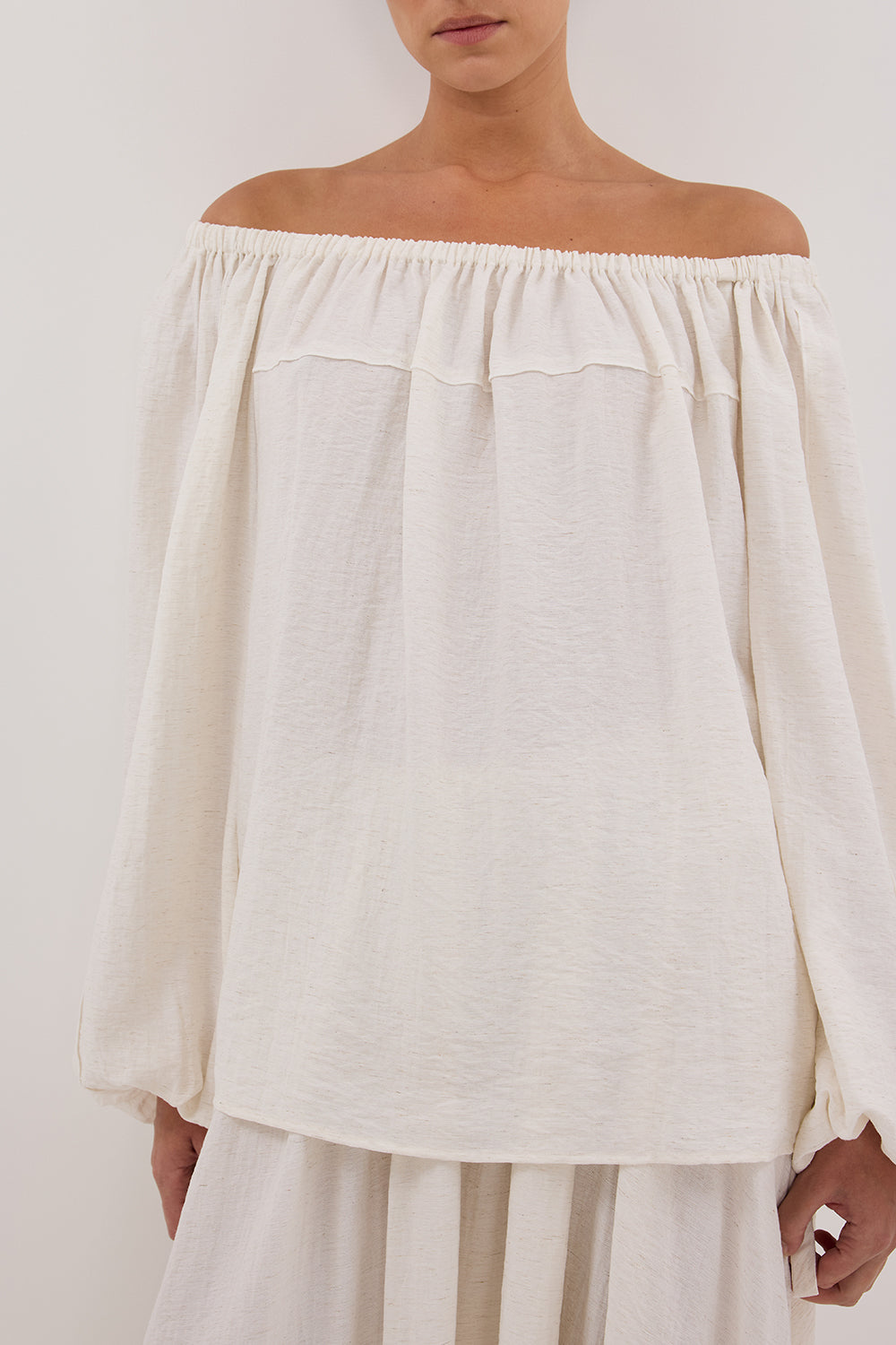 SHANIYA CREAM MARLE SLEEVED TOP