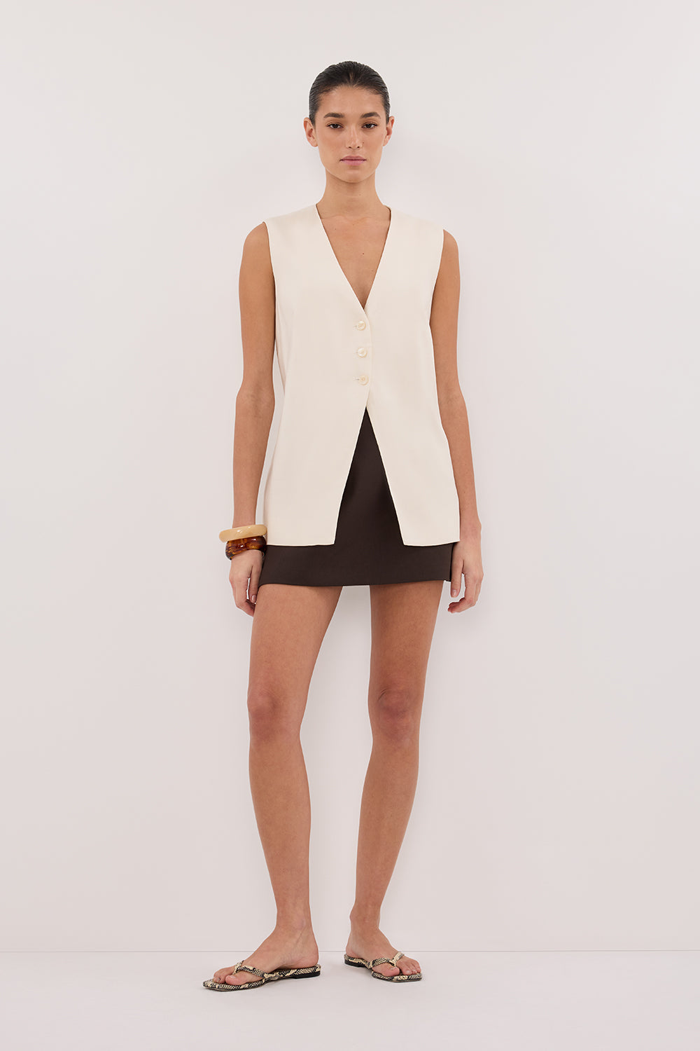 BRAX CREAM LONGLINE VEST