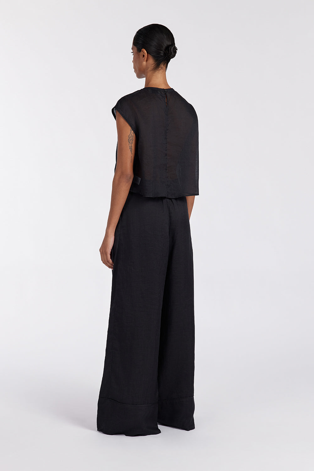 KAI BLACK RAMIE PANELLED TOP
