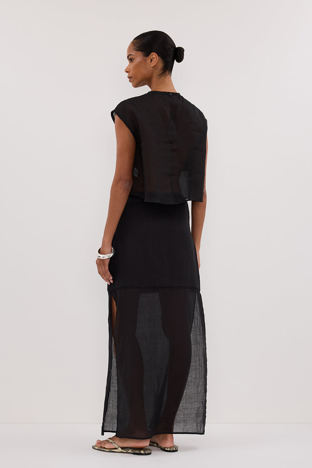 KAI BLACK RAMIE PANELLED TOP