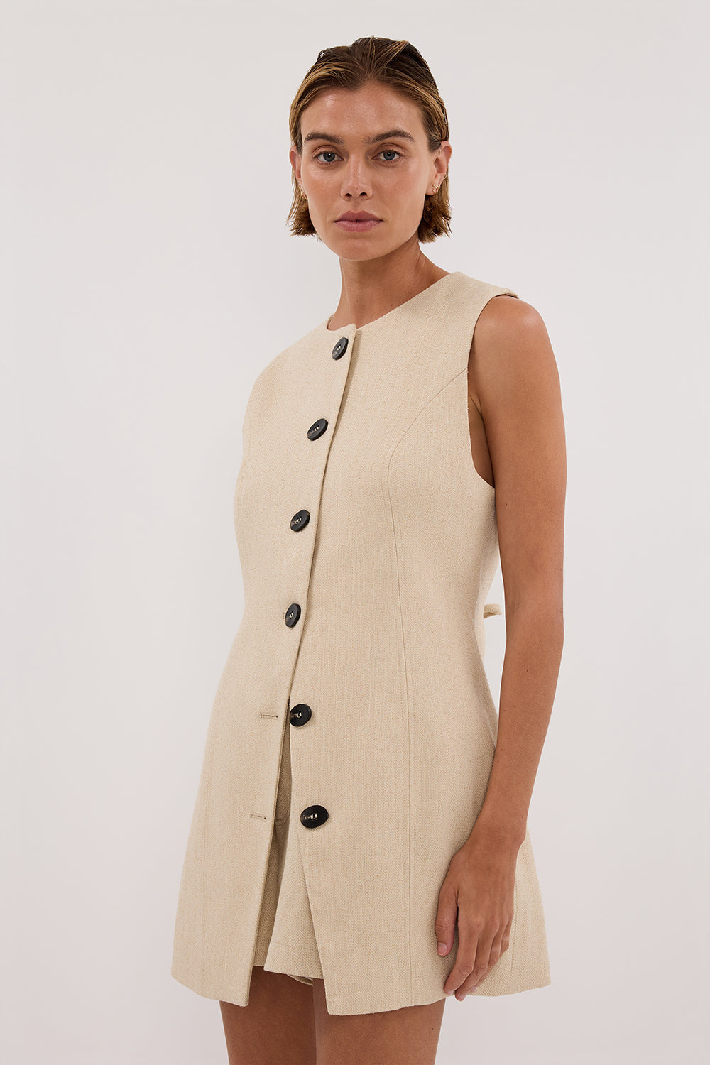 FRANKIE OAT TWEED TUNIC VEST