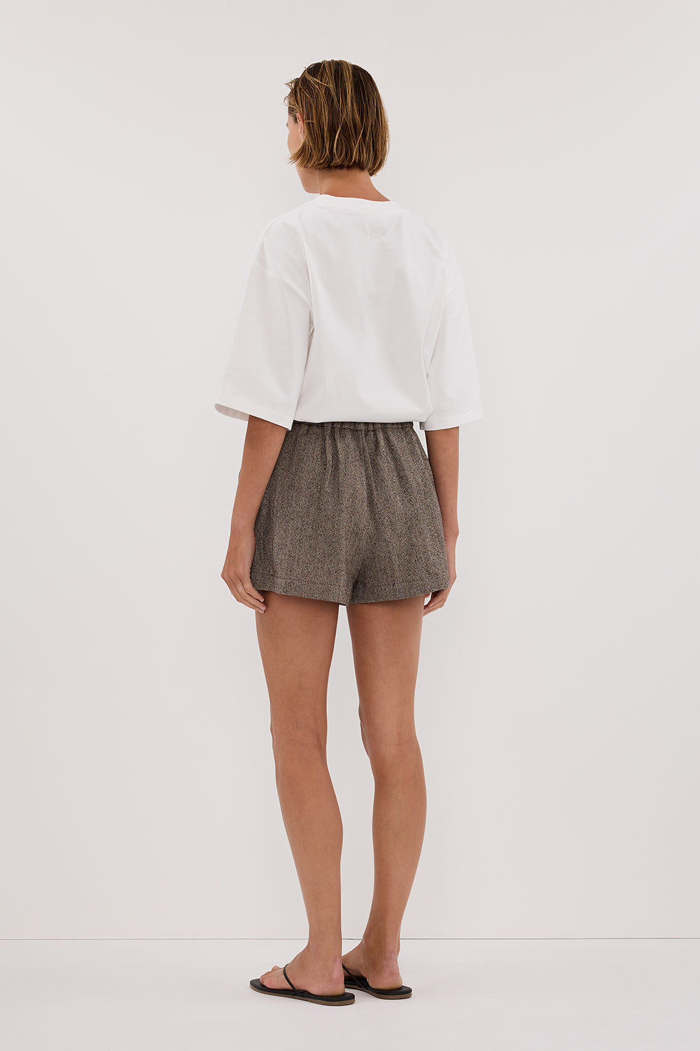 FRANKIE CHOC TWEED ELASTIC SHORT
