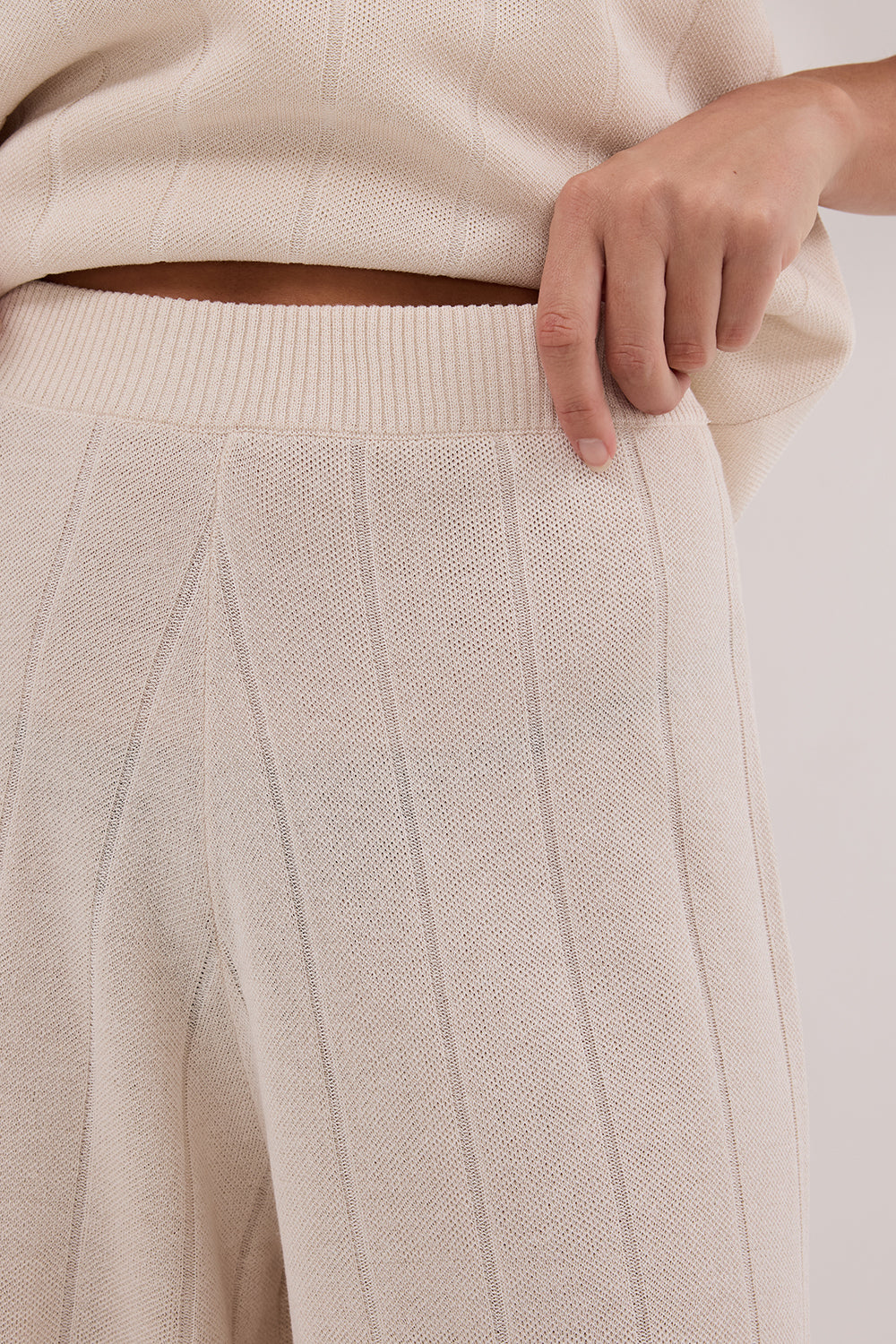 ARIA CREAM FRINGED KNIT PANT