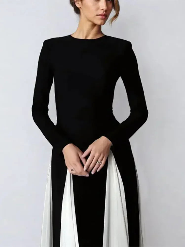 Elegant Black White Maxi Dress