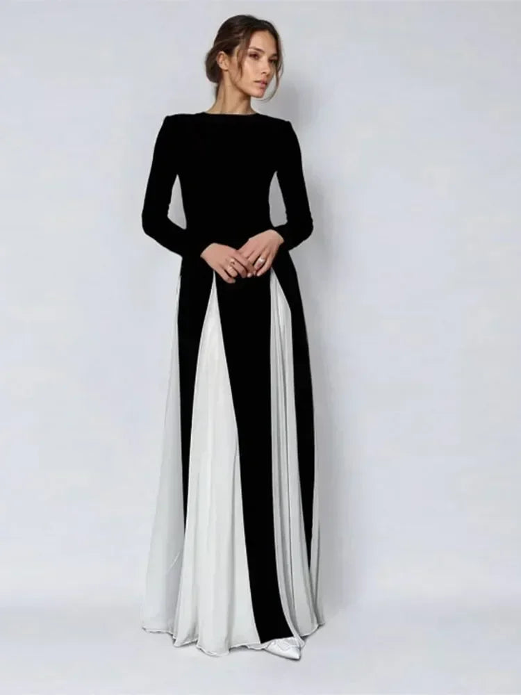 Elegant Black White Maxi Dress