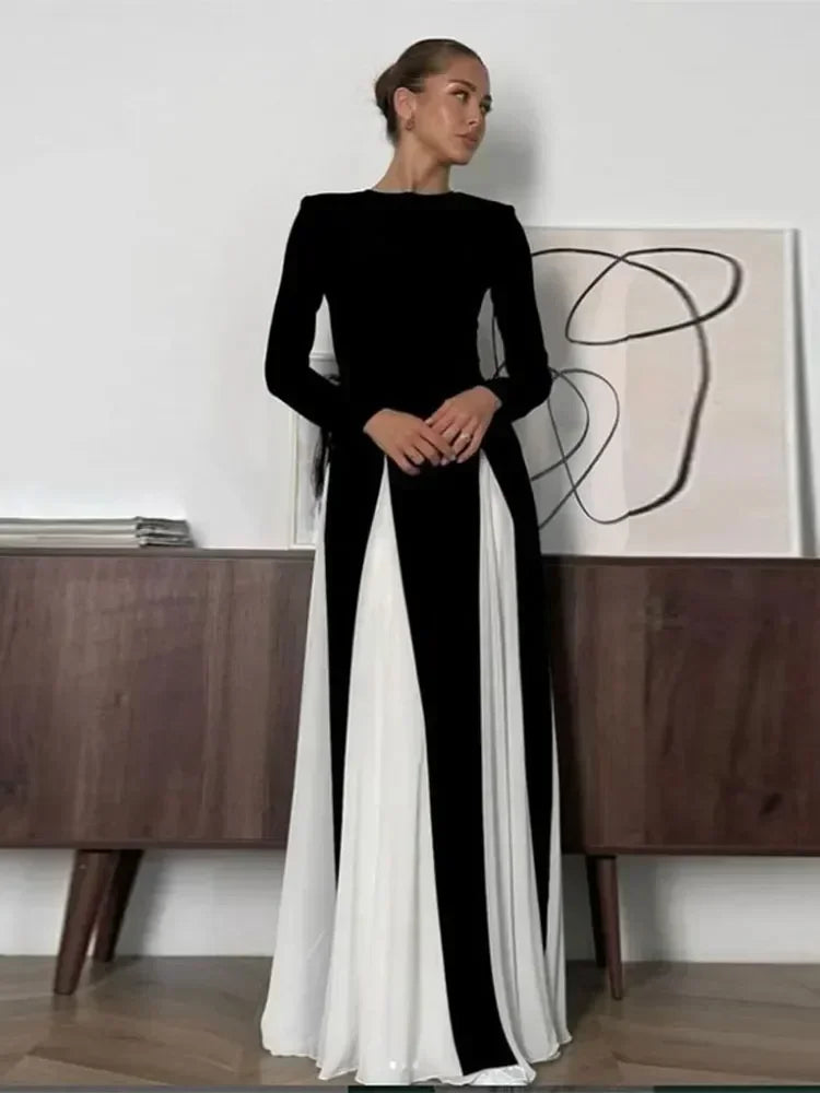 Elegant Black White Maxi Dress