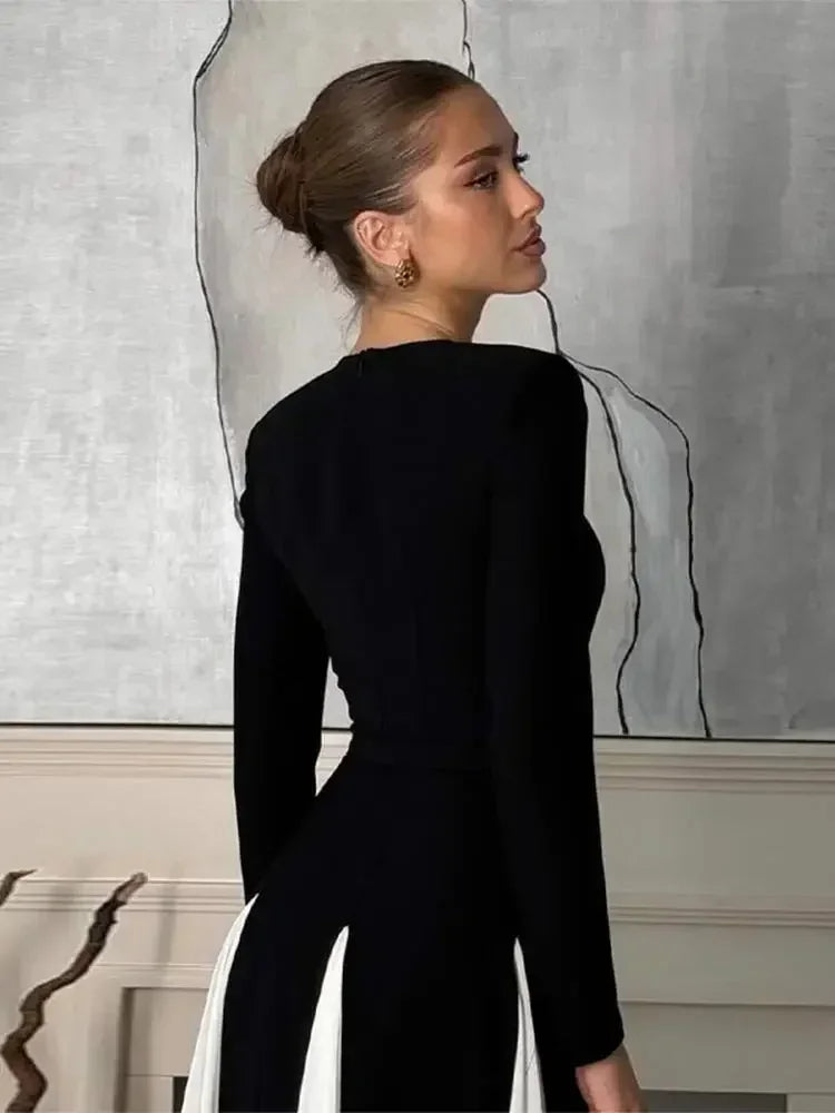 Elegant Black White Maxi Dress