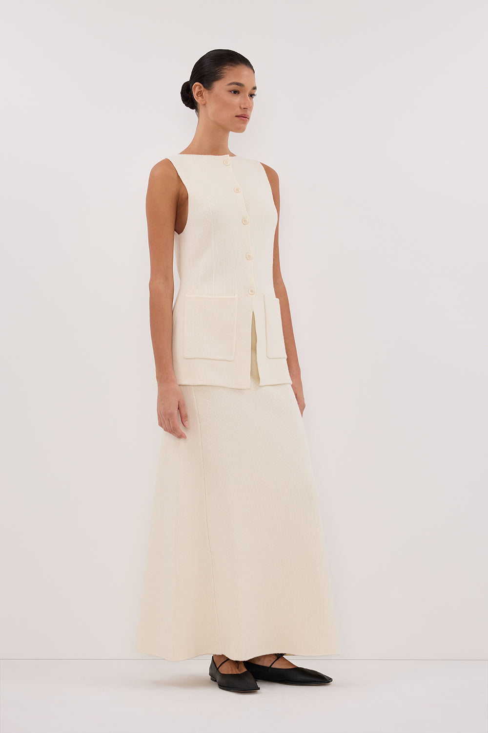 AVA CREAM LONGINE KNIT VEST