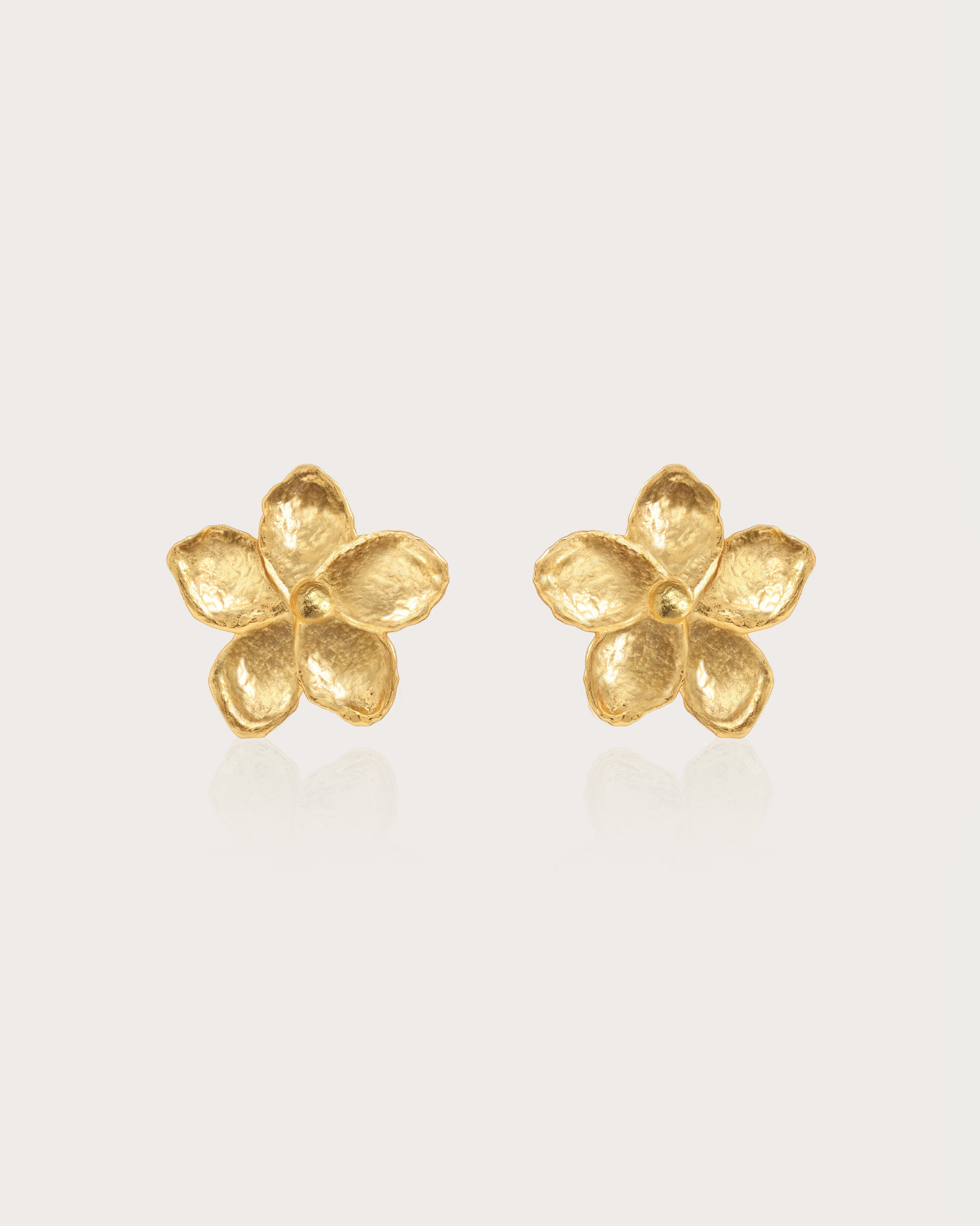 Gold Textured Floral Earrings