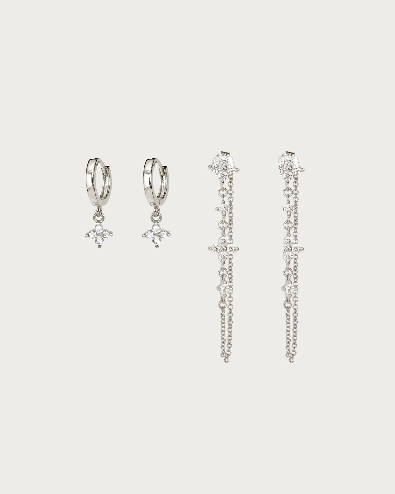 Gold Lucky Clover Earrings Set
