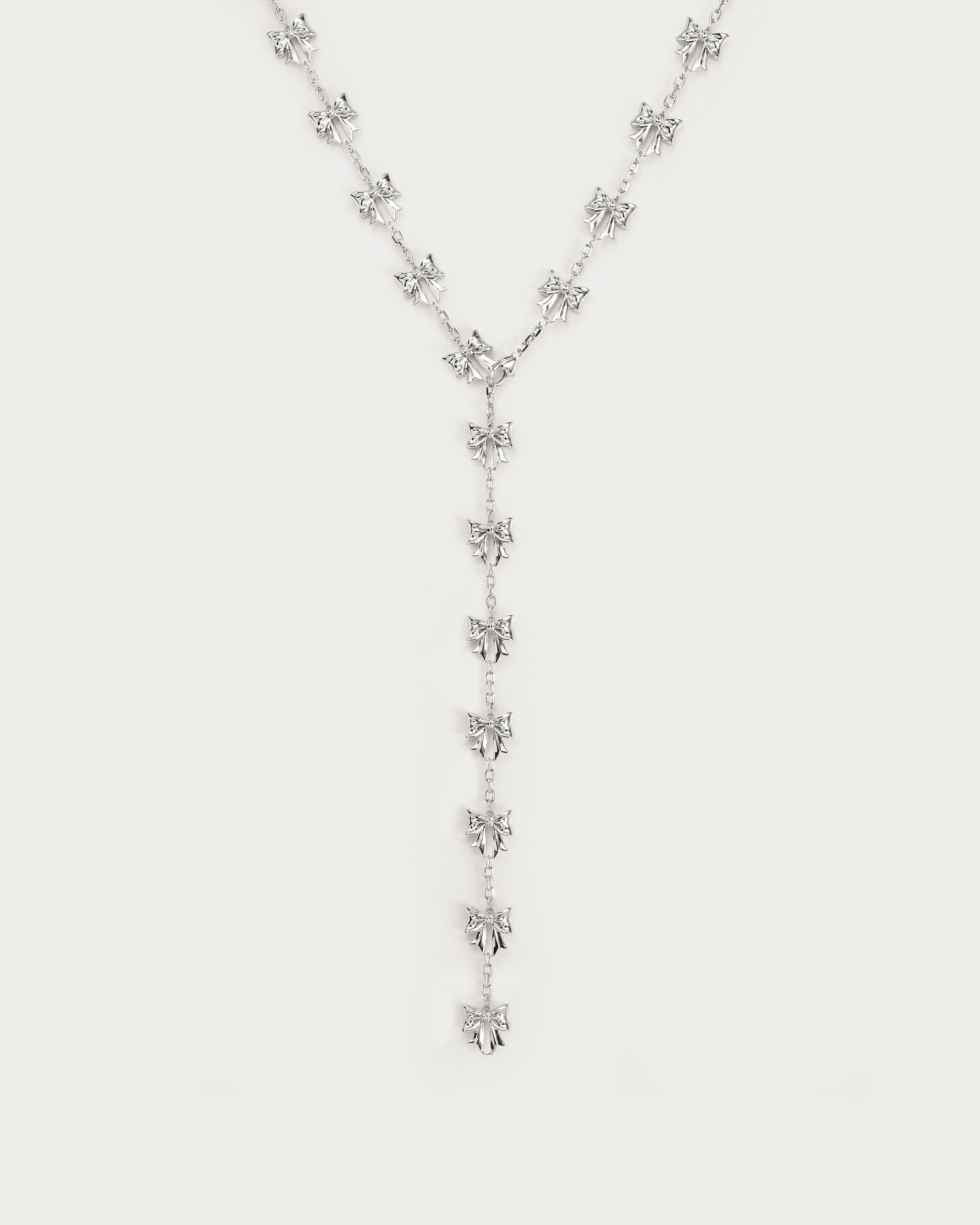 Bow Lariat Long Necklace in Gold