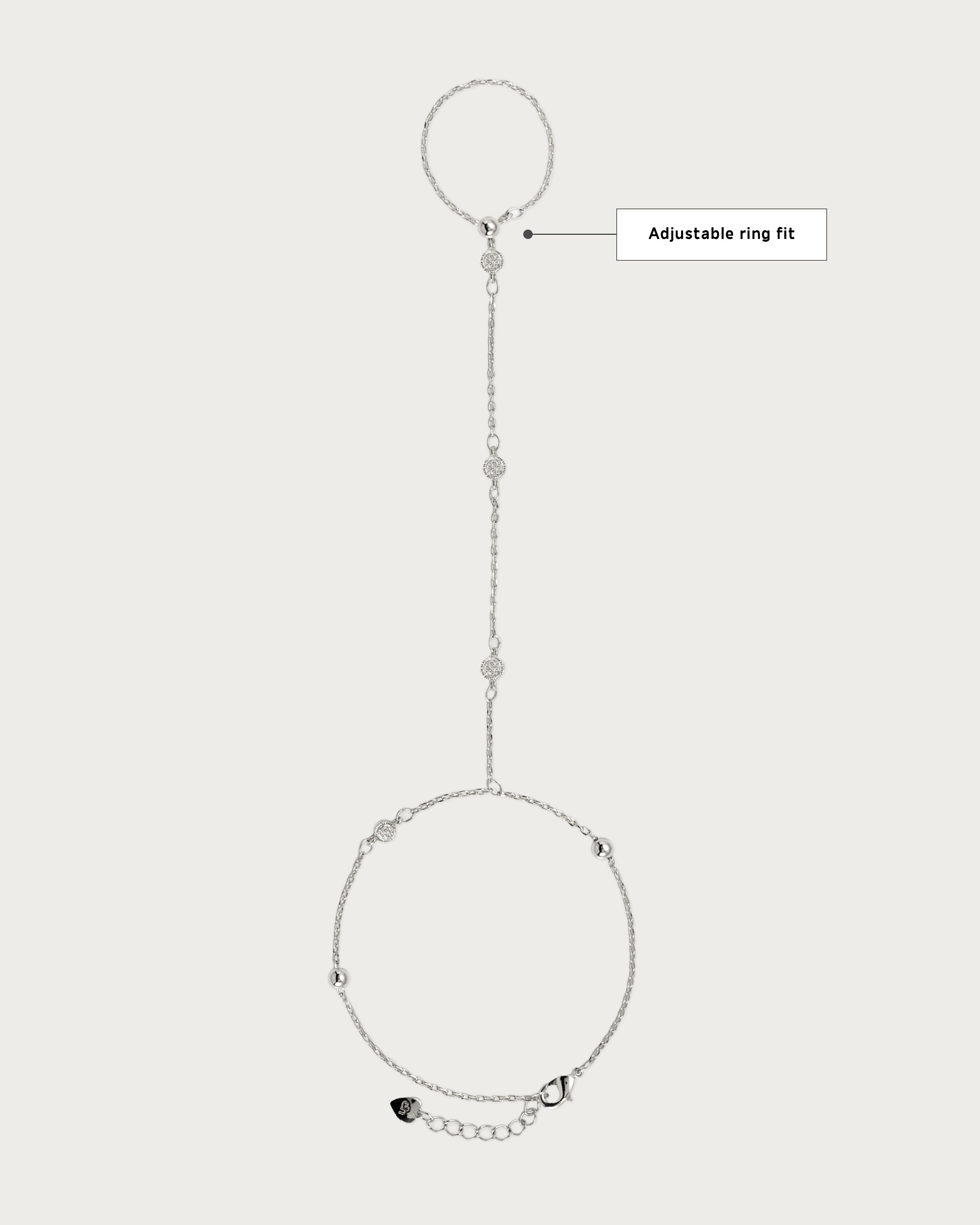 Hojas Coin Hand Chain Bracelet in Silver