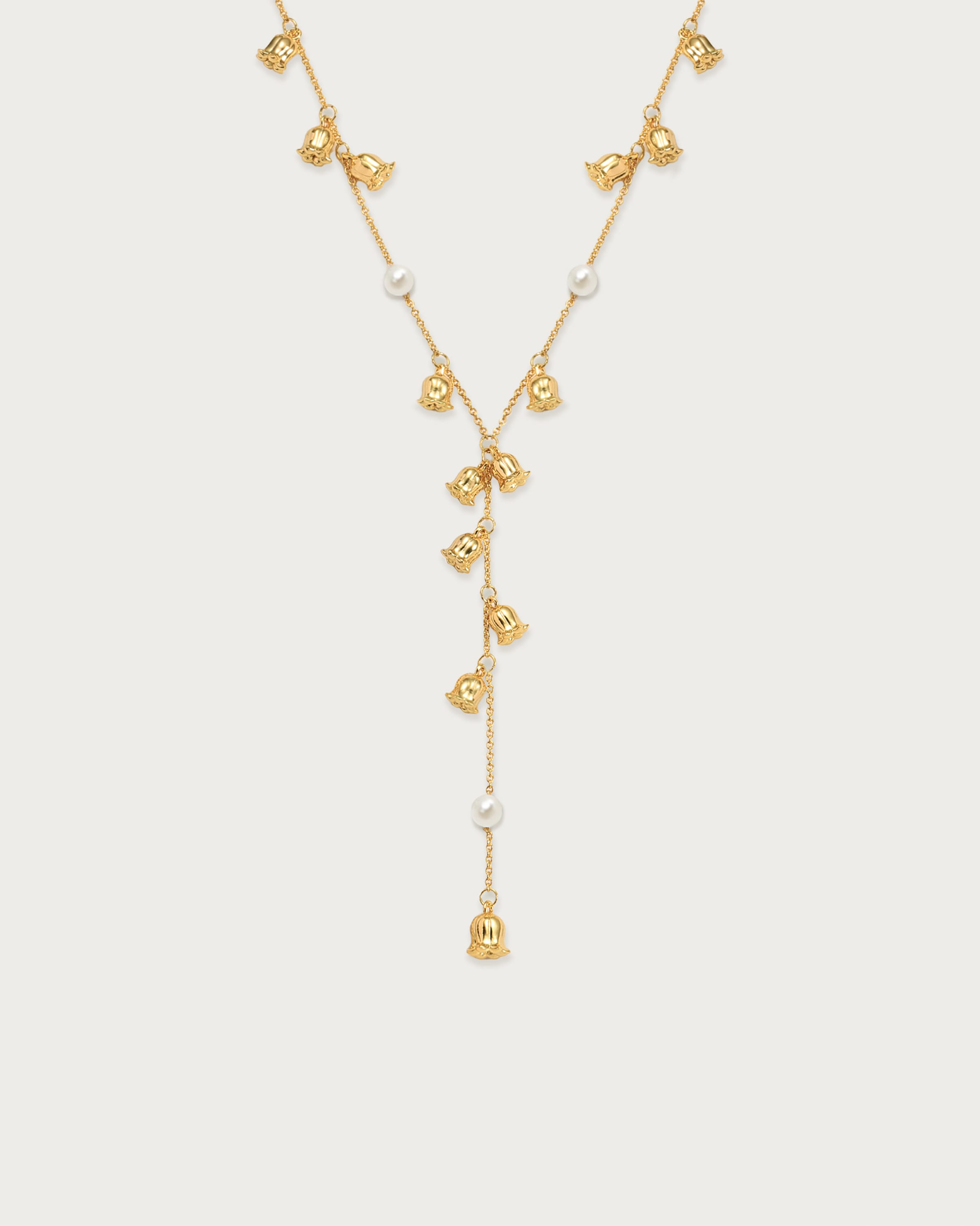 Lily of the Valley Pearl Lariat Necklace