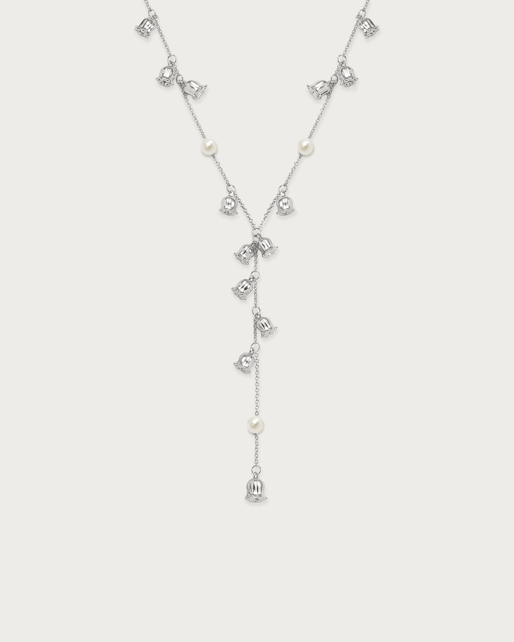 Lily of the Valley Pearl Lariat Necklace