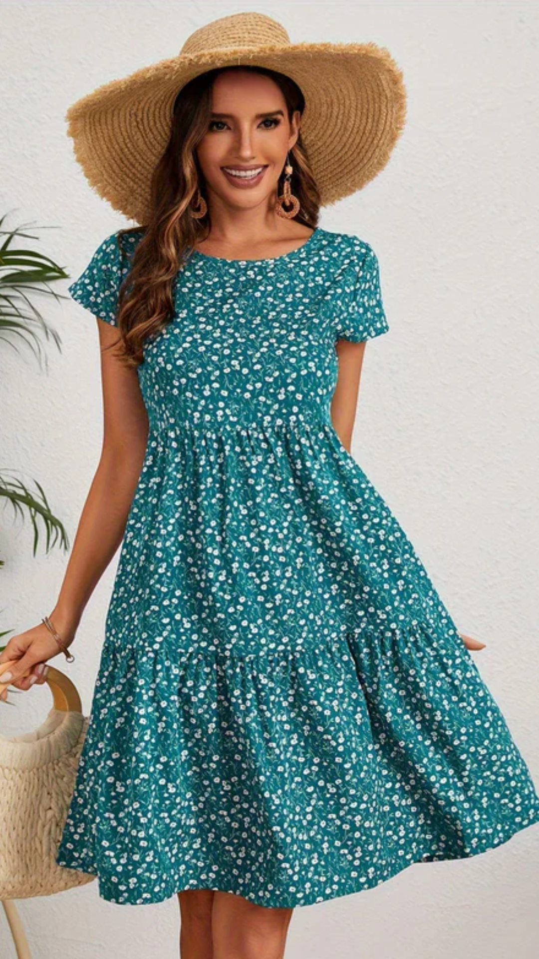 Callista - Floral Crew Neck Dress
