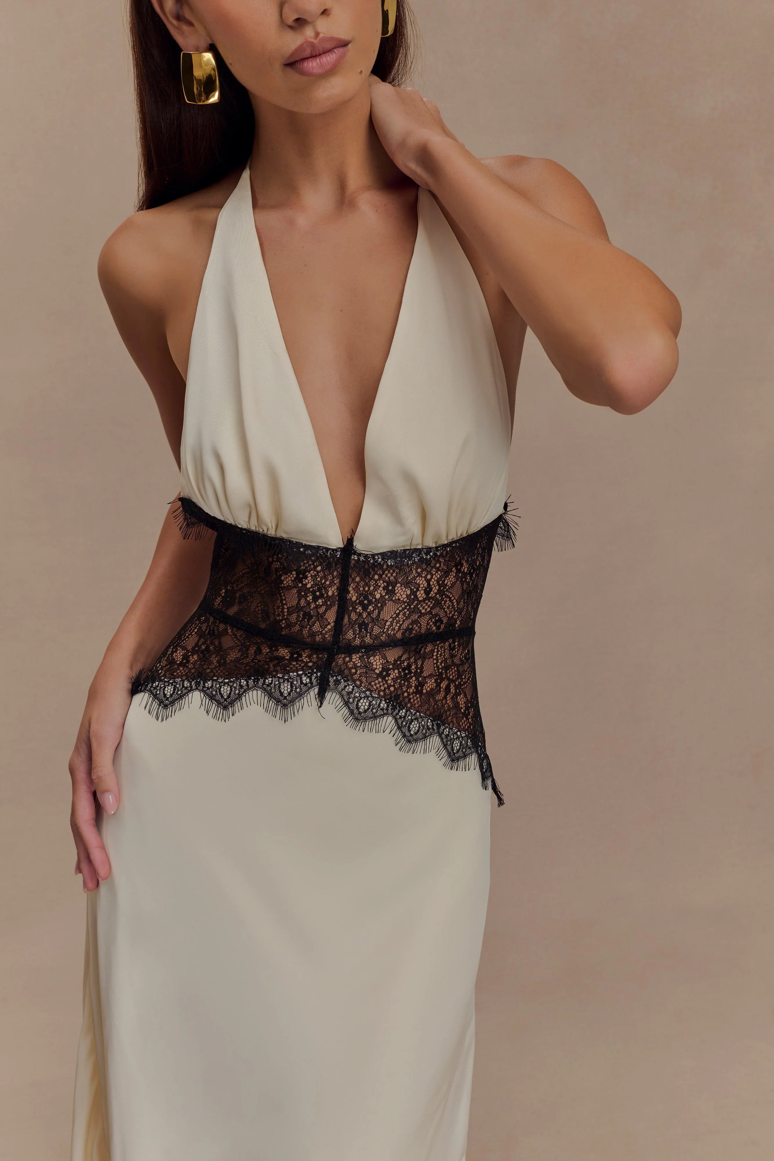 Avery - Lace Halter Maxi Dress
