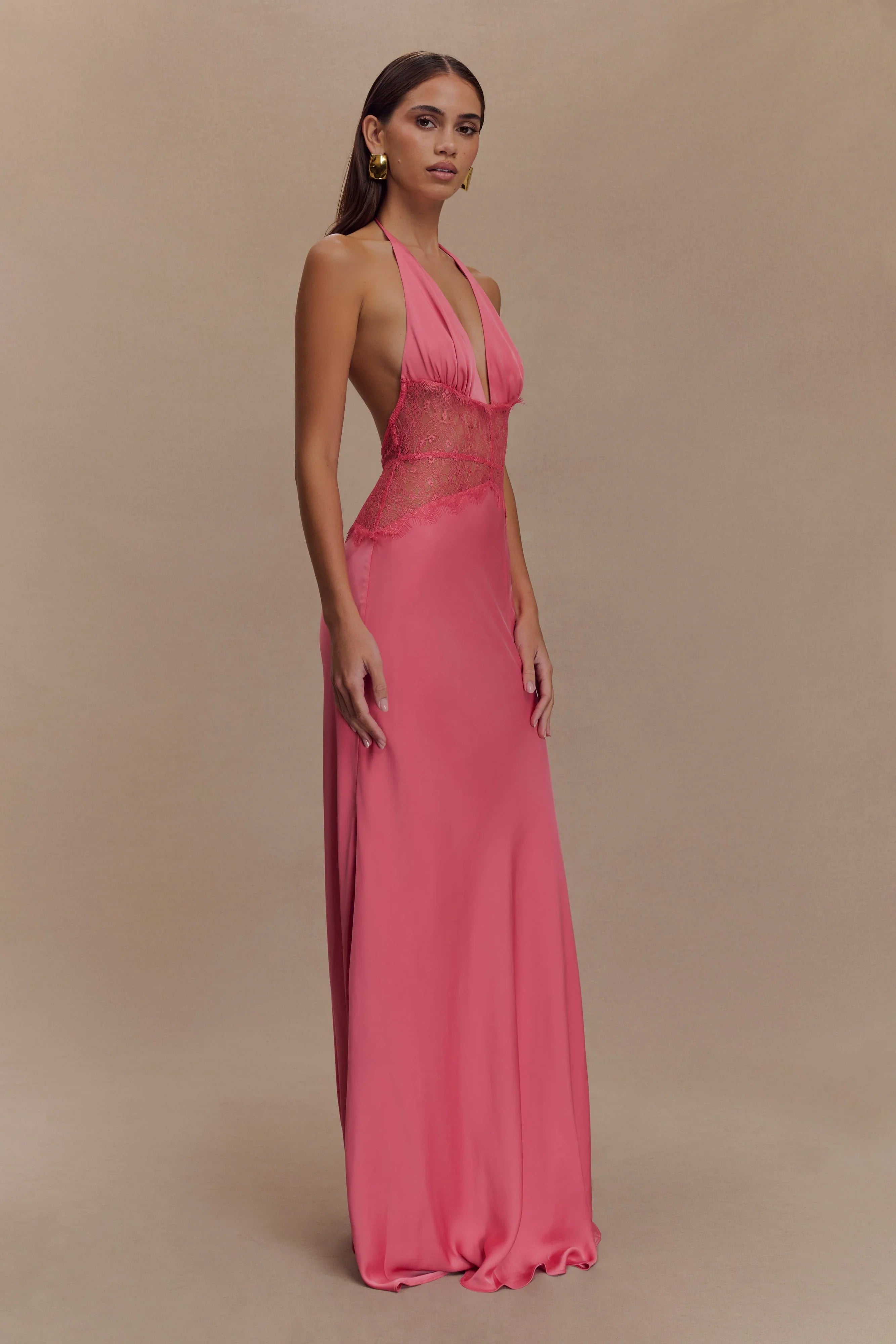 Avery - Lace Halter Maxi Dress