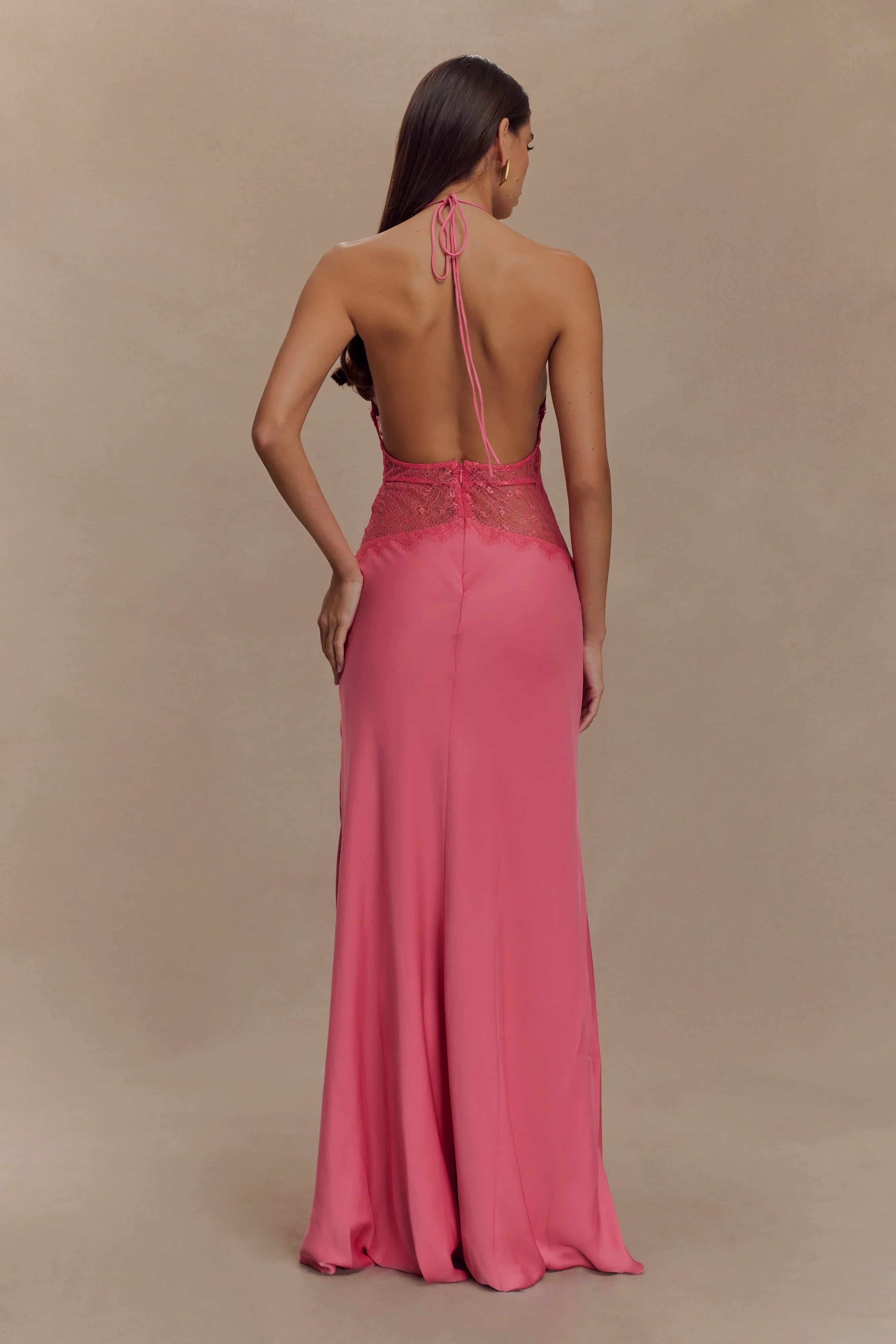 Avery - Lace Halter Maxi Dress