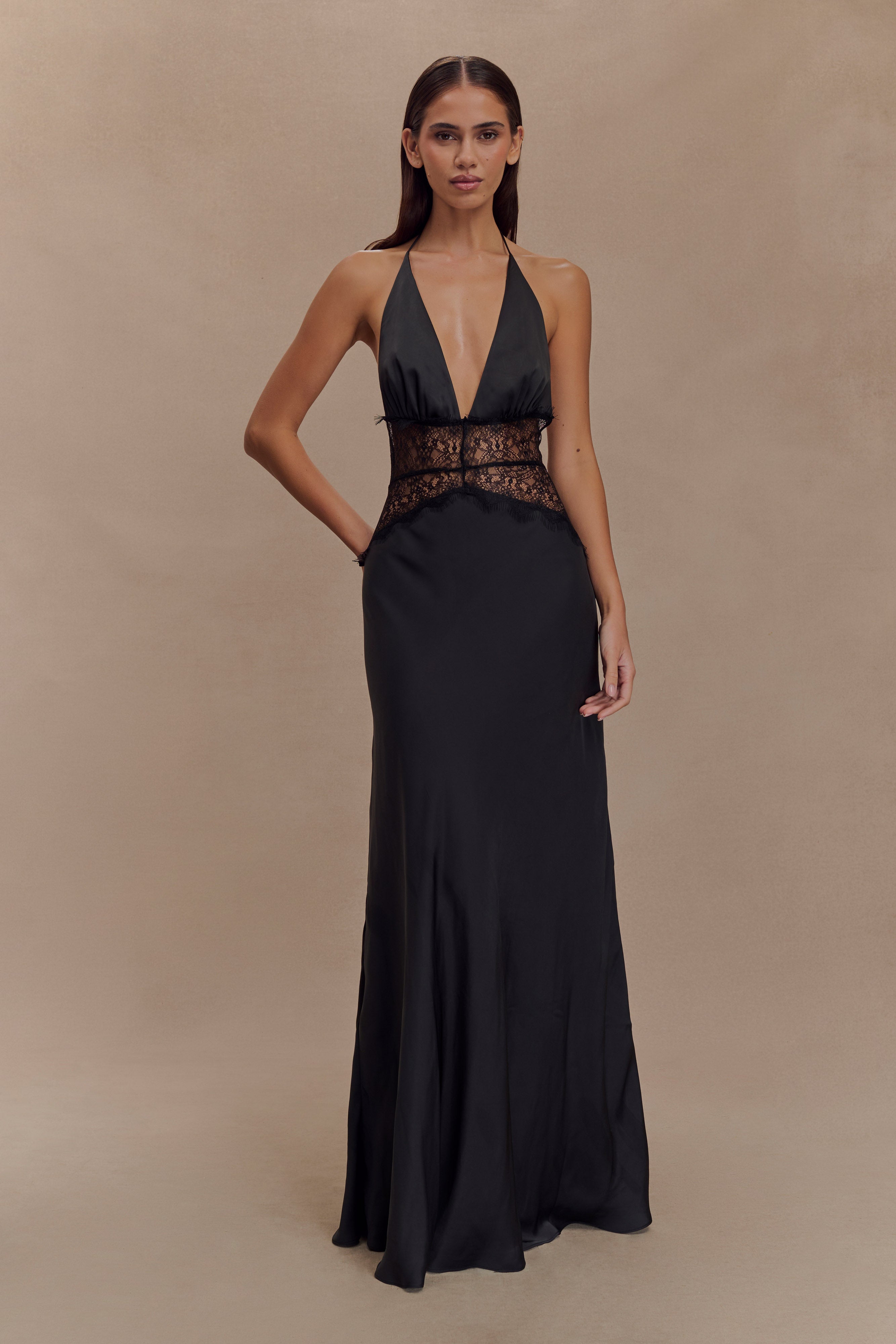 Avery - Lace Halter Maxi Dress