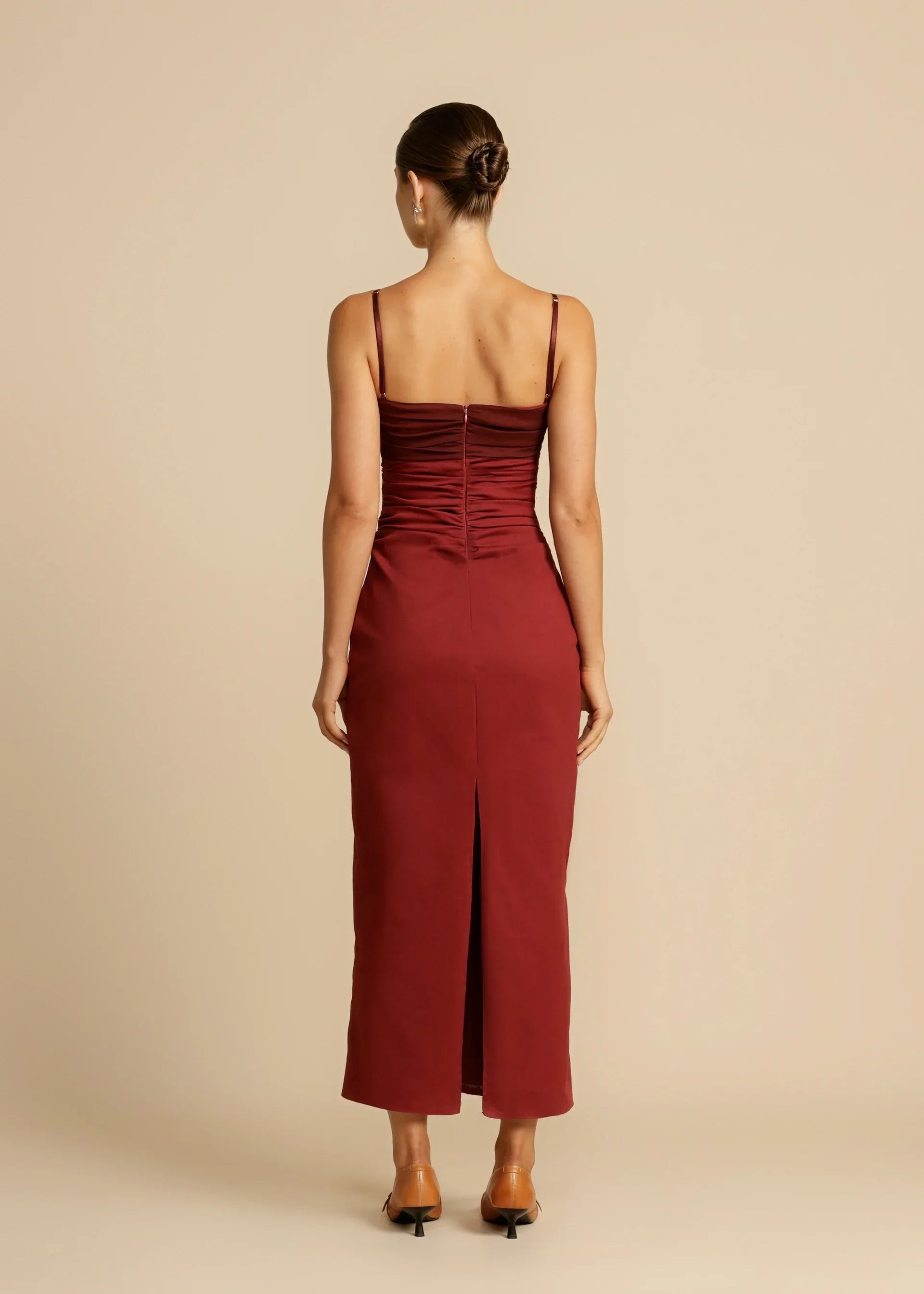 Sasha - Ruched Bodice Midi Dress