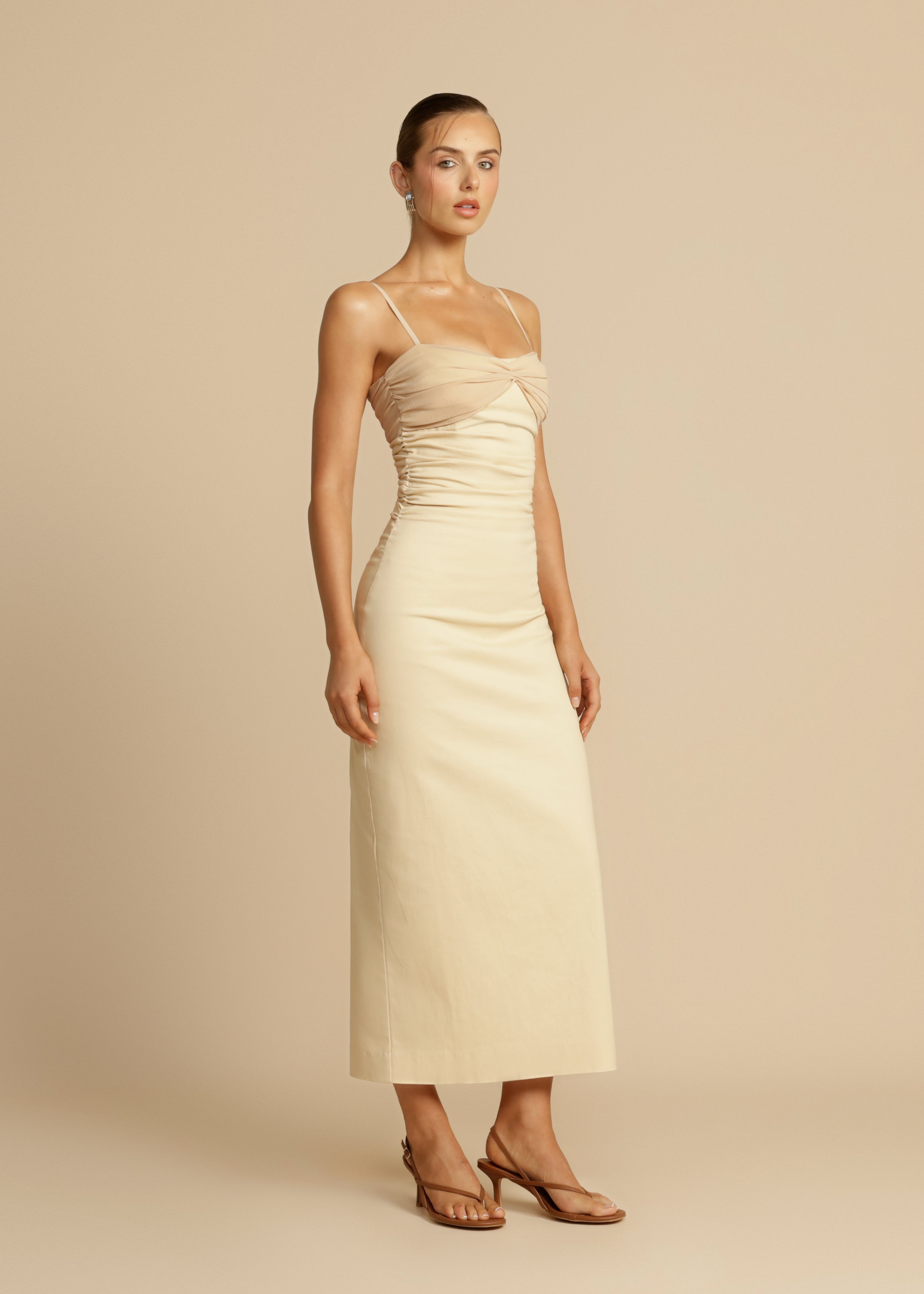 Sasha - Ruched Bodice Midi Dress
